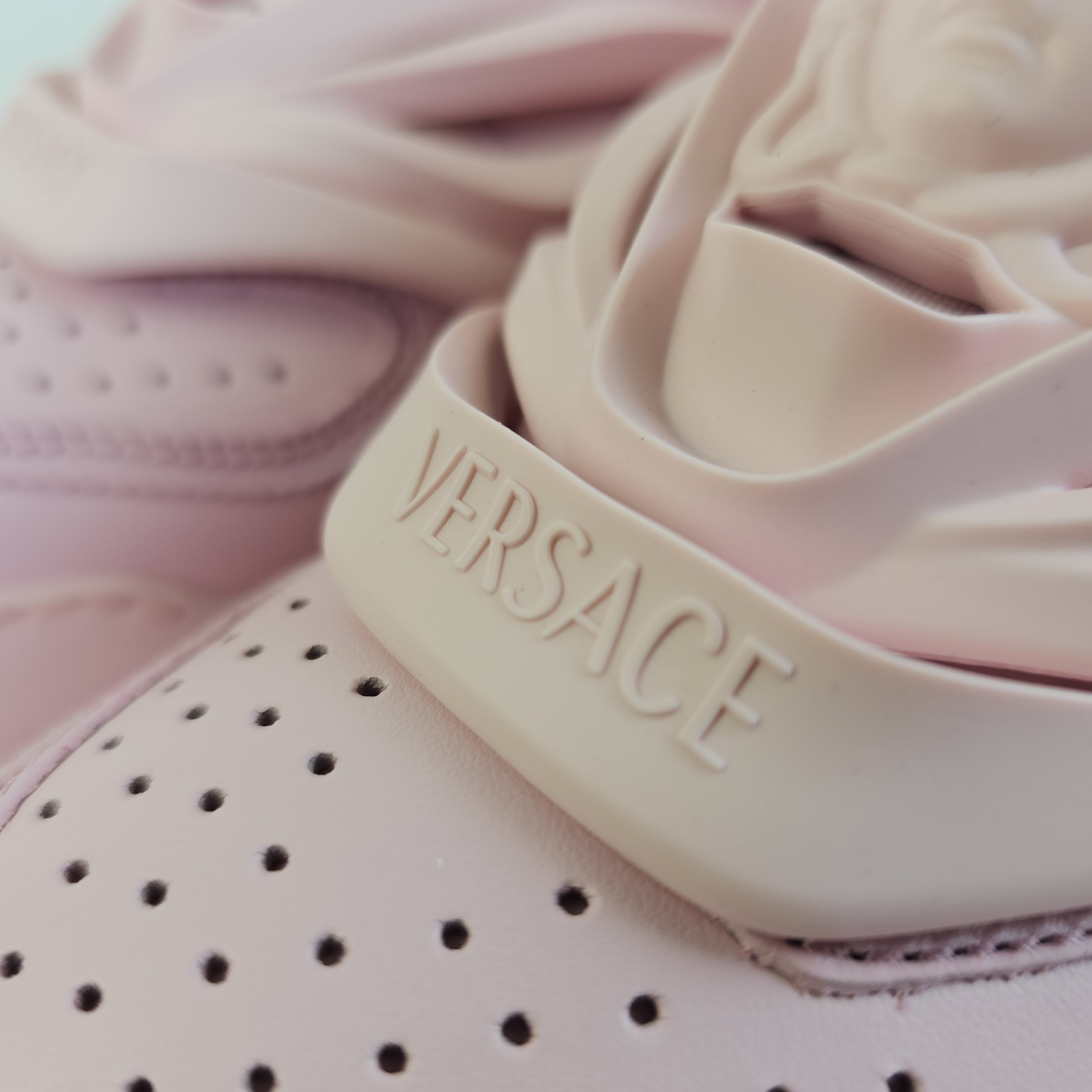 Versace Odissea Pink Leather Low Top Sneakers New