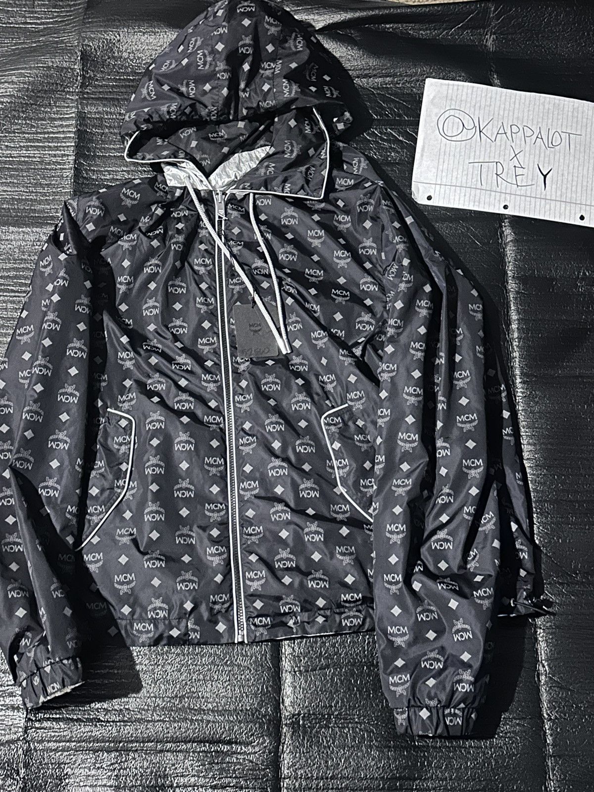 image of Reversible MCM Monogram Hoodie in Navy, Men's (Size 2XL)