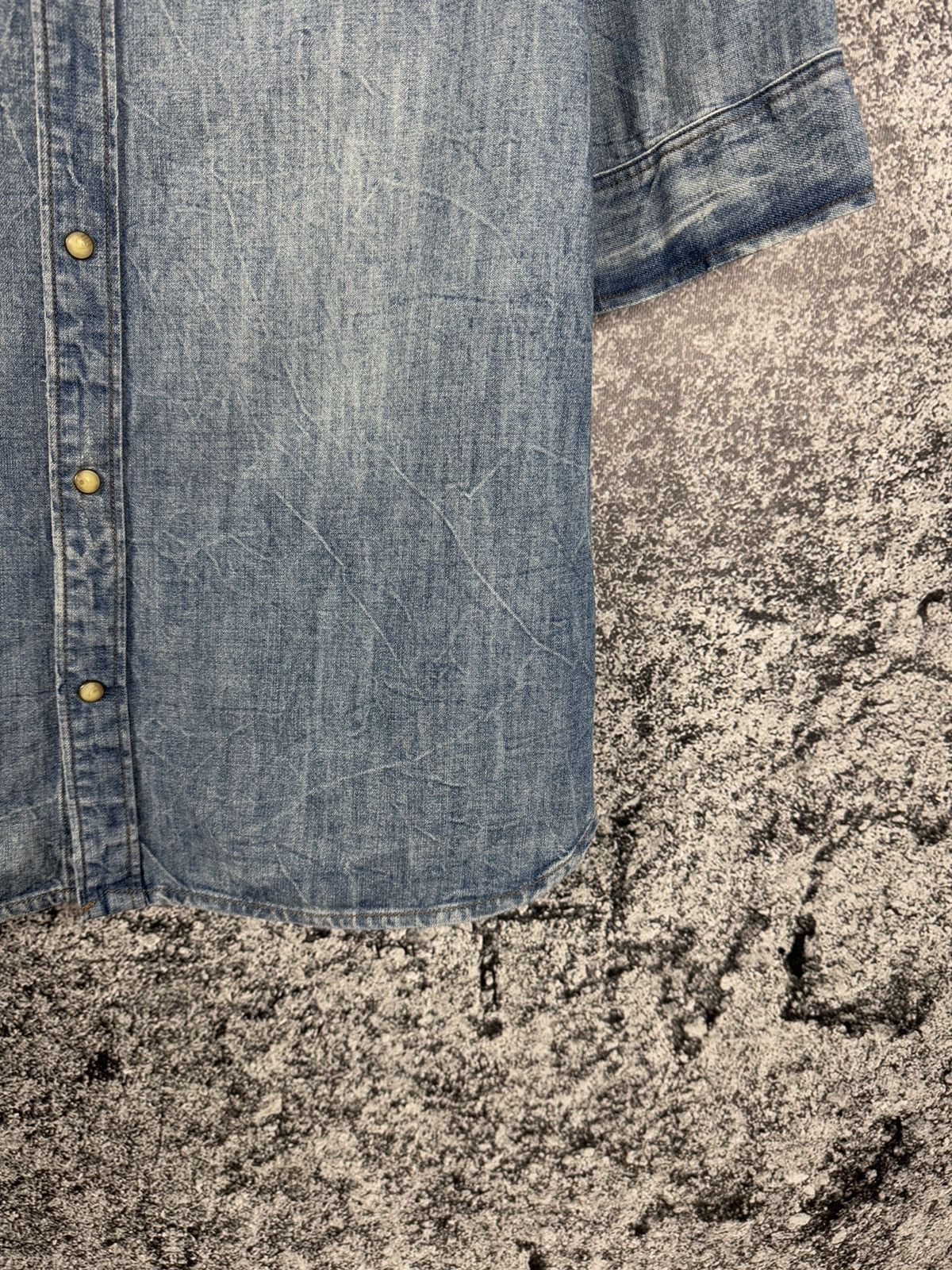 Allsaints Allsaints Suqi Shorts Sleeve Denim Shirt Snap Button Size M Size US M / EU 48-50 / 2 - 5 Thumbnail
