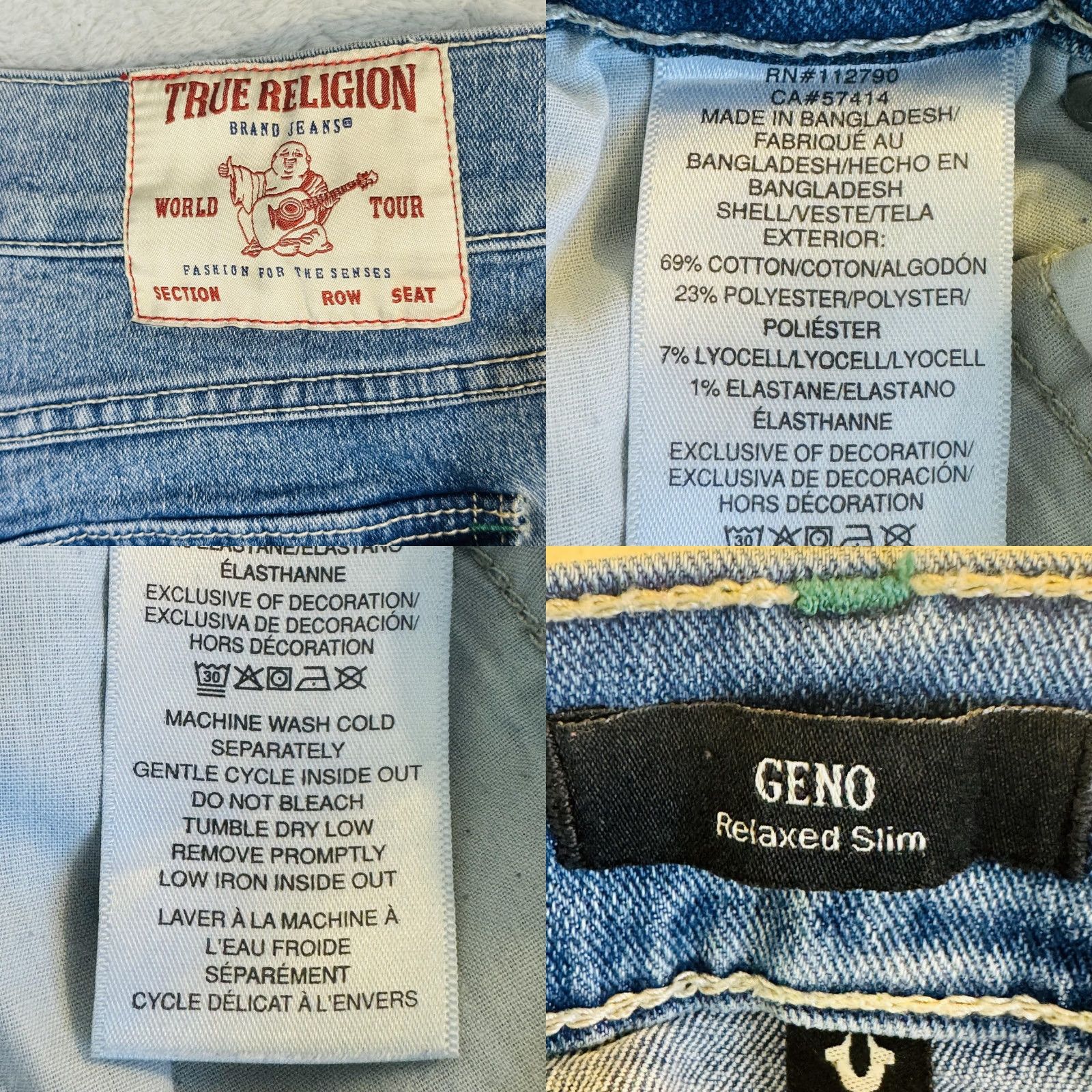 True Religion True Religion Geno Jeans Mens 36x31 Blue Light Wash Relaxed Tapered Zip Fly Size US 36 / EU 52 - 8 Thumbnail
