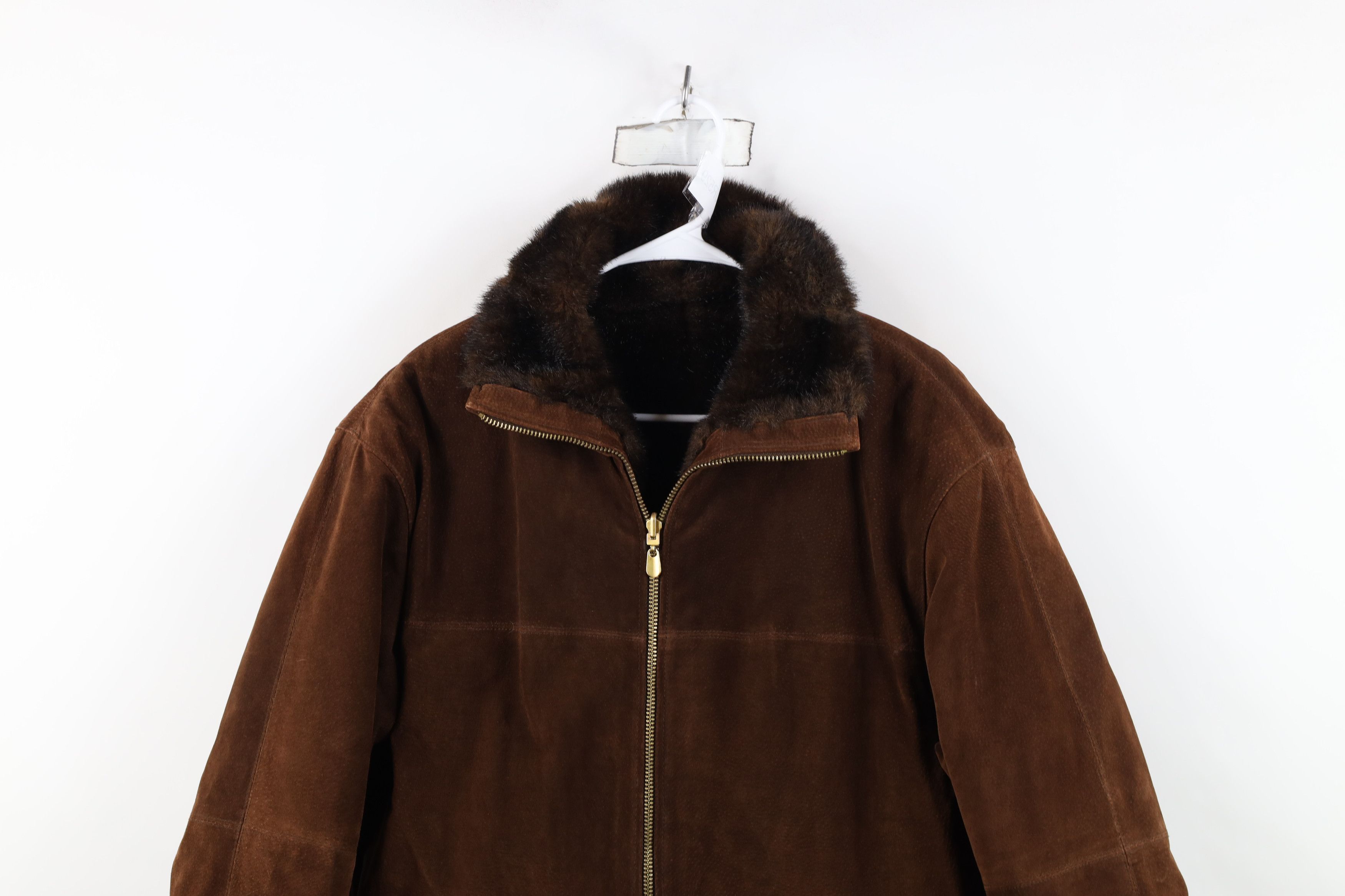 Vintage 90s Streetwear Reversible Leather Faux Fur Jacket