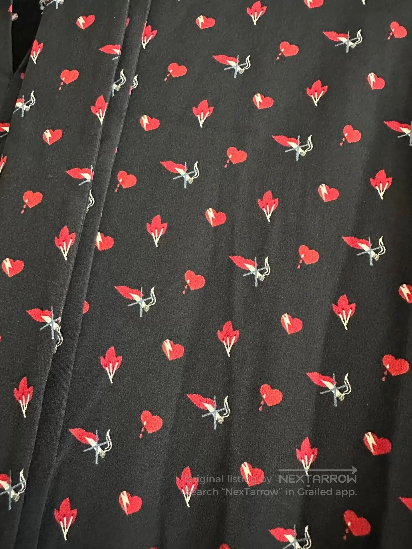 Saint Laurent Paris Saint Laurent Silk Heart Print Dress. Size M / US 6-8 / IT 42-44 - 3 Thumbnail