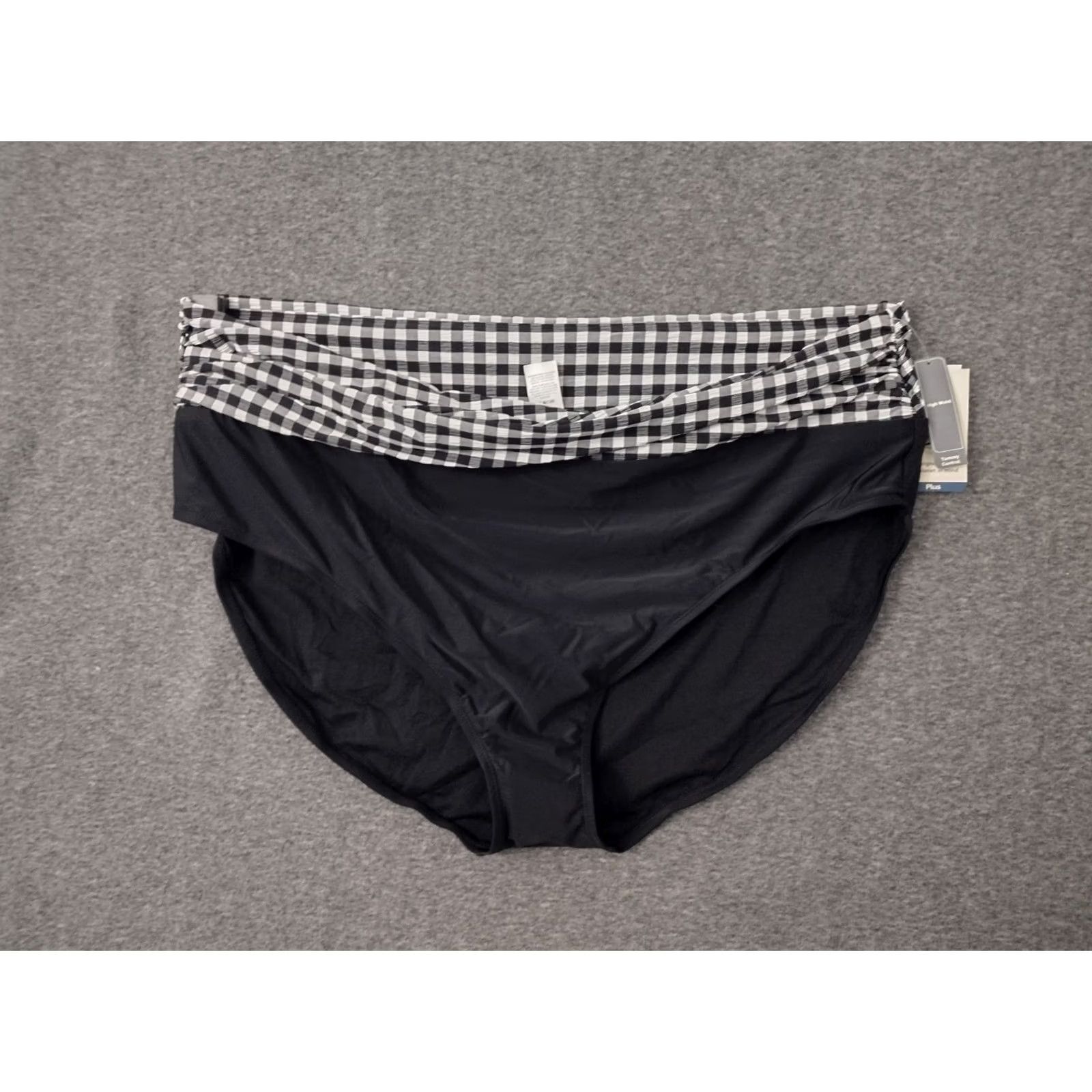 Vintage Terra & Sky Bottoms Women Black/Checkered High Waisted Twist 5X 32W-34W Beach Nylon Spandex Manche no? Size 40" / US 18 - 2 Thumbnail