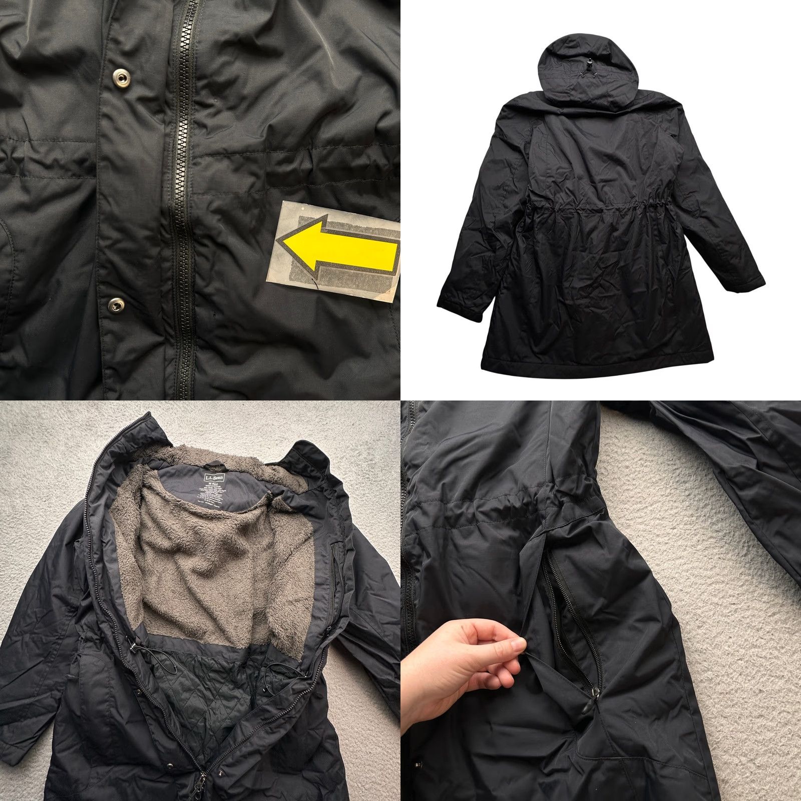Vintage LL Bean 271139 Winter Warmer Coat Womens Medium Black Hooded Jacket Fleece Parka Zip Snap Mens? Size M / US 6-8 / IT 42-44 - 8 Thumbnail