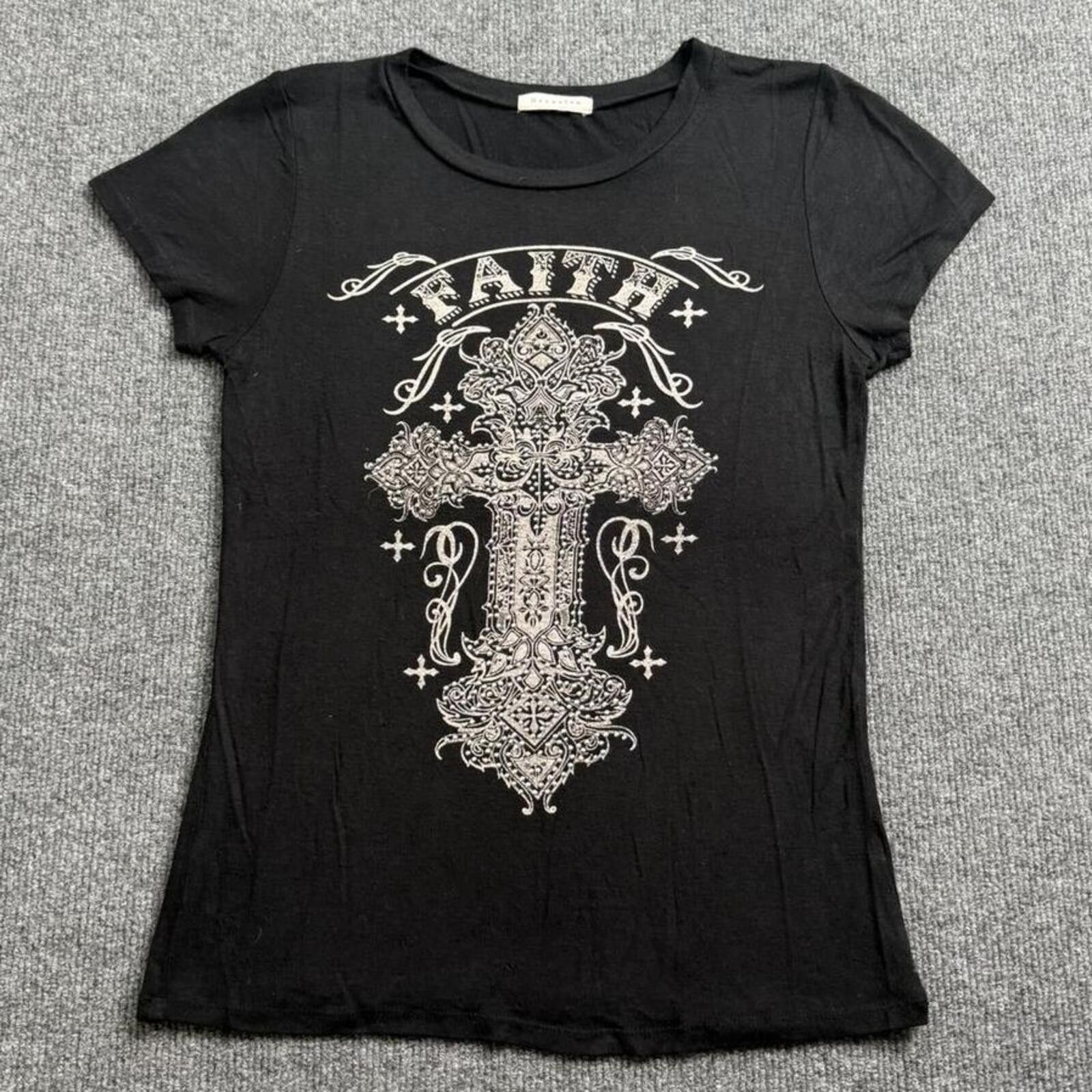 Affliction Y2K Faith Bedazzled Cross Affliction Style Womens Shirt Size M / US 6-8 / IT 42-44 - 2 Thumbnail