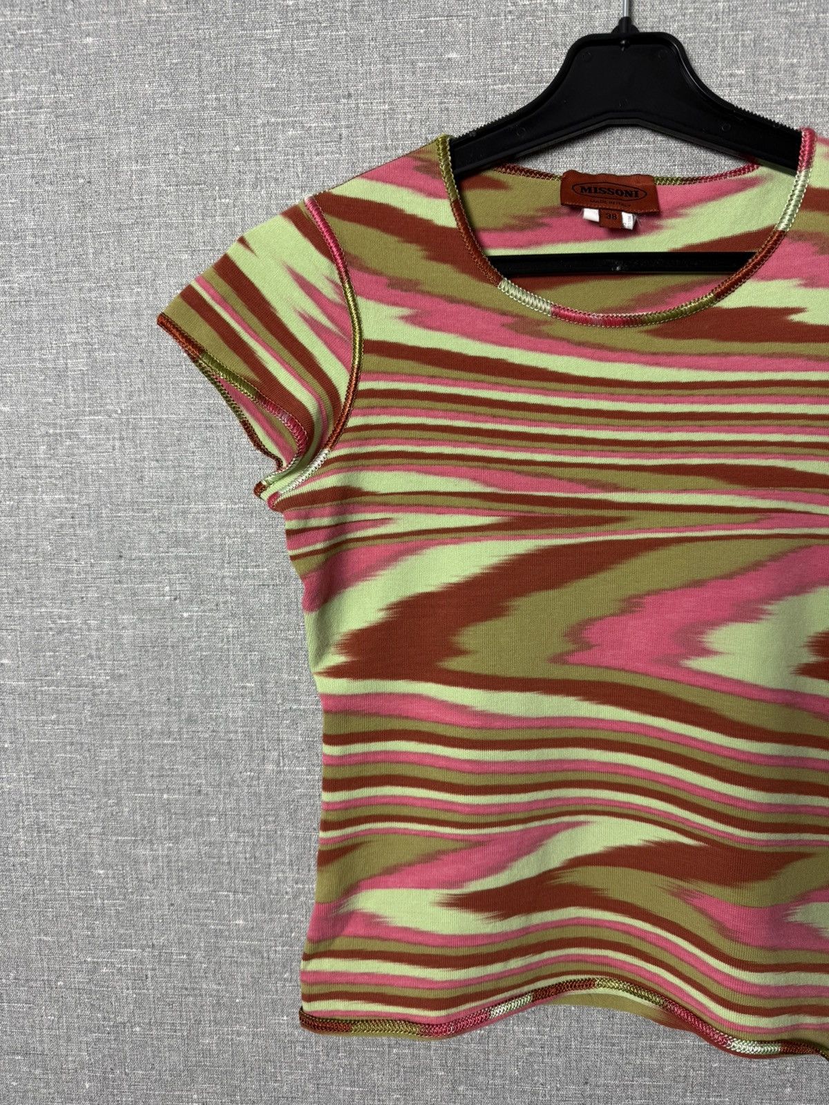 Missoni Missoni Multicolor Wave Stripe Knit Top Ribbed Fitted Tee Size XS / US 0-2 / IT 36-38 - 3 Thumbnail