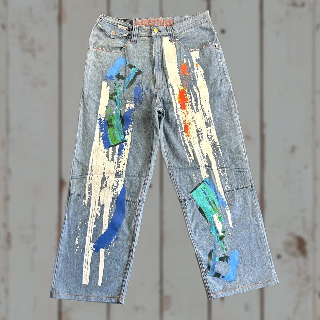 Denime VINTAGE Johnny Blaze Jeans 36 Paint Streaks Baggy Loose Hip Hop Denim Mens Size US 36 / EU 52 - 1 Thumbnail