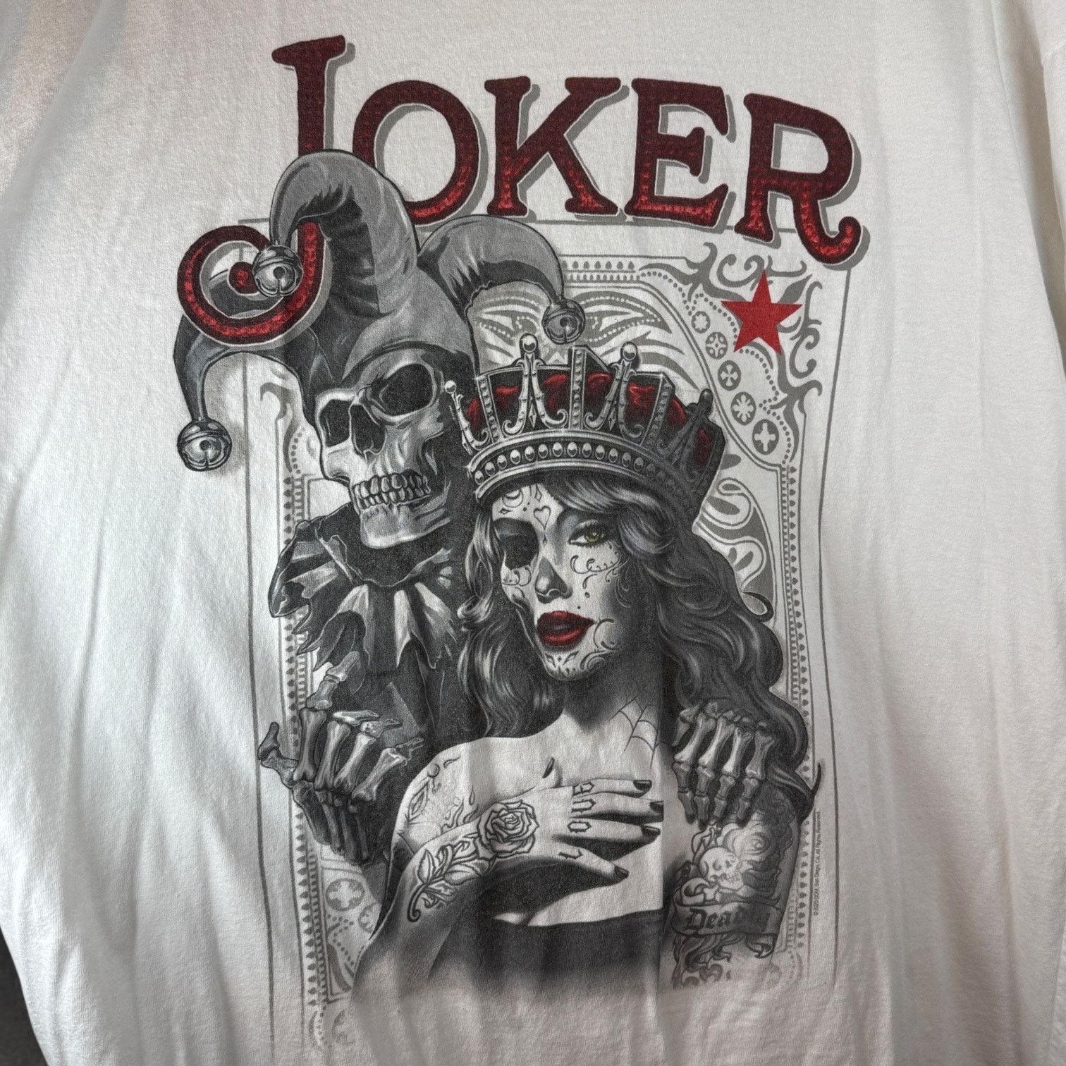 Other DOM Men's 3XL White Joker Candy Skull Tattoo Short Sleeve Size US XXL / EU 58 / 5 - 4 Thumbnail