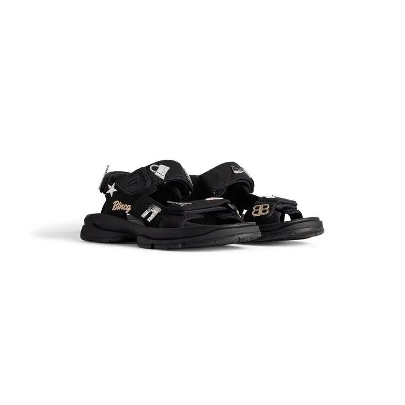 Balenciaga o1srvl11e0426 Tourist Sandals With Pins in Black Size US 9 / IT 39 - 2 Thumbnail