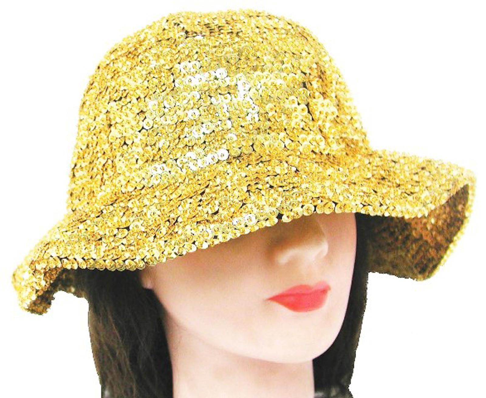 Designer Sequin Flipper Hat Gold Size ONE SIZE - 1 Preview