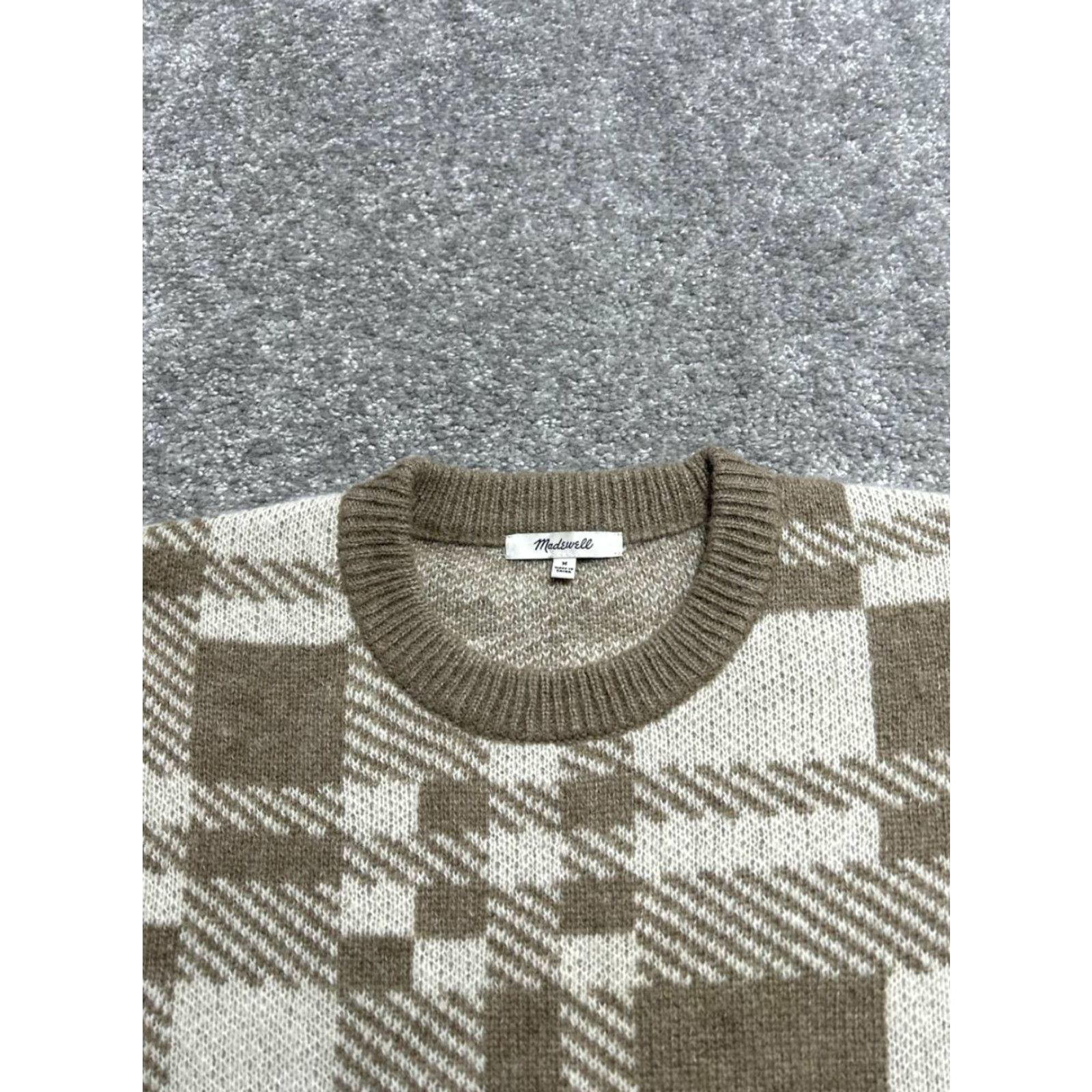 Madewell Madewell Hartfield Pullover Sweater Women Medium Knit Crew Neck Winter Brown Plaid Casual Outdoor Knit Woolless? Size M / US 6-8 / IT 42-44 - 3 Thumbnail