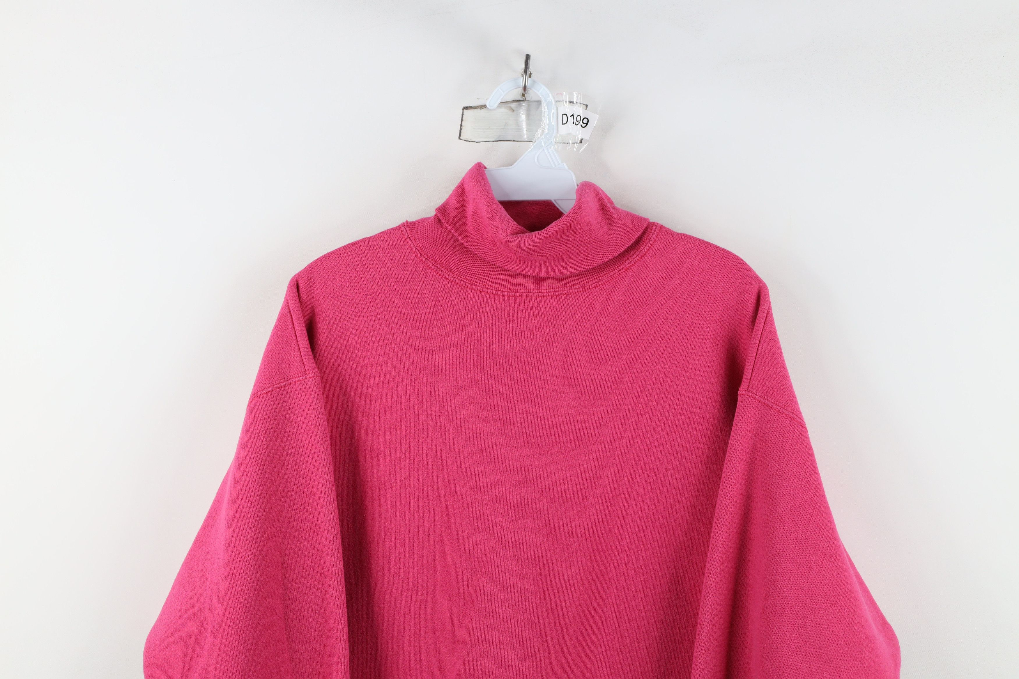 Vintage Vintage 90s Streetwear Blank Turtleneck Sweatshirt Pink USA Size L / US 10 / IT 46 - 2 Thumbnail