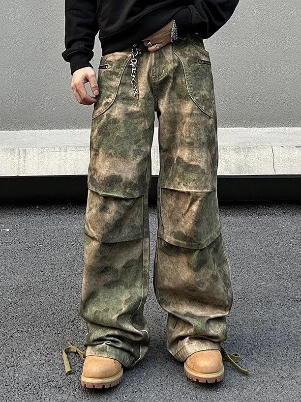 Japanese Brand × Vintage Avant garde punk camouflage pleated utility work pants Size US 28 / EU 44 - 2 Thumbnail