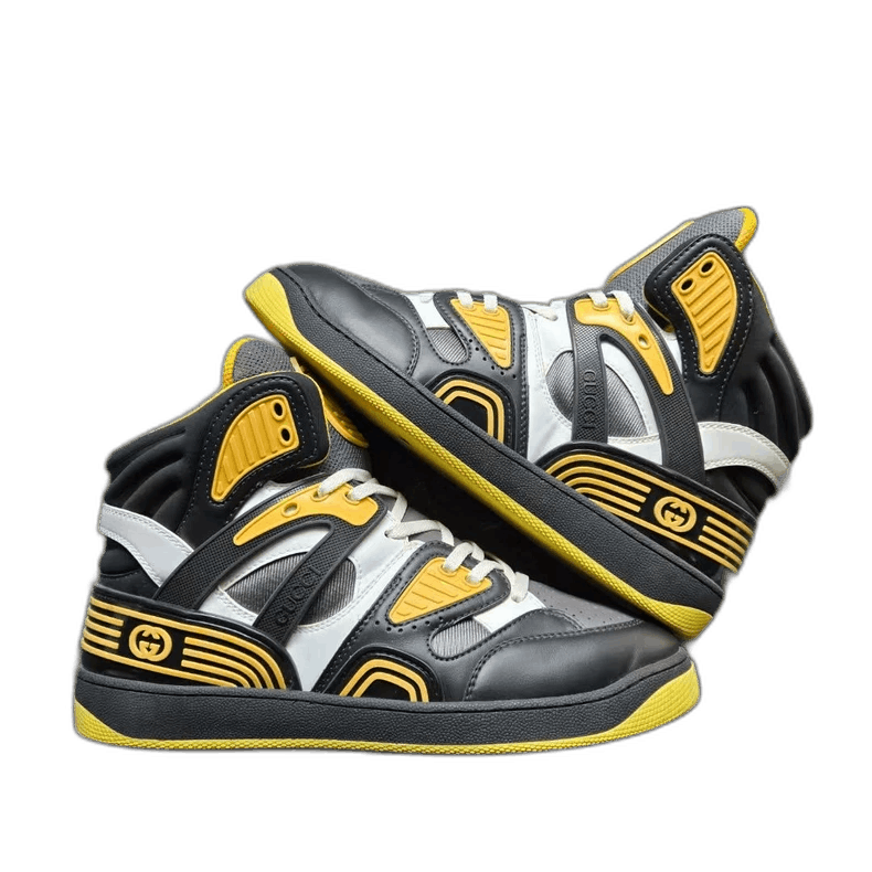 Gucci GUCCI Basket High-Top Sneakers Black Yellow Size US 7.5 / EU 40-41 - 1 Thumbnail