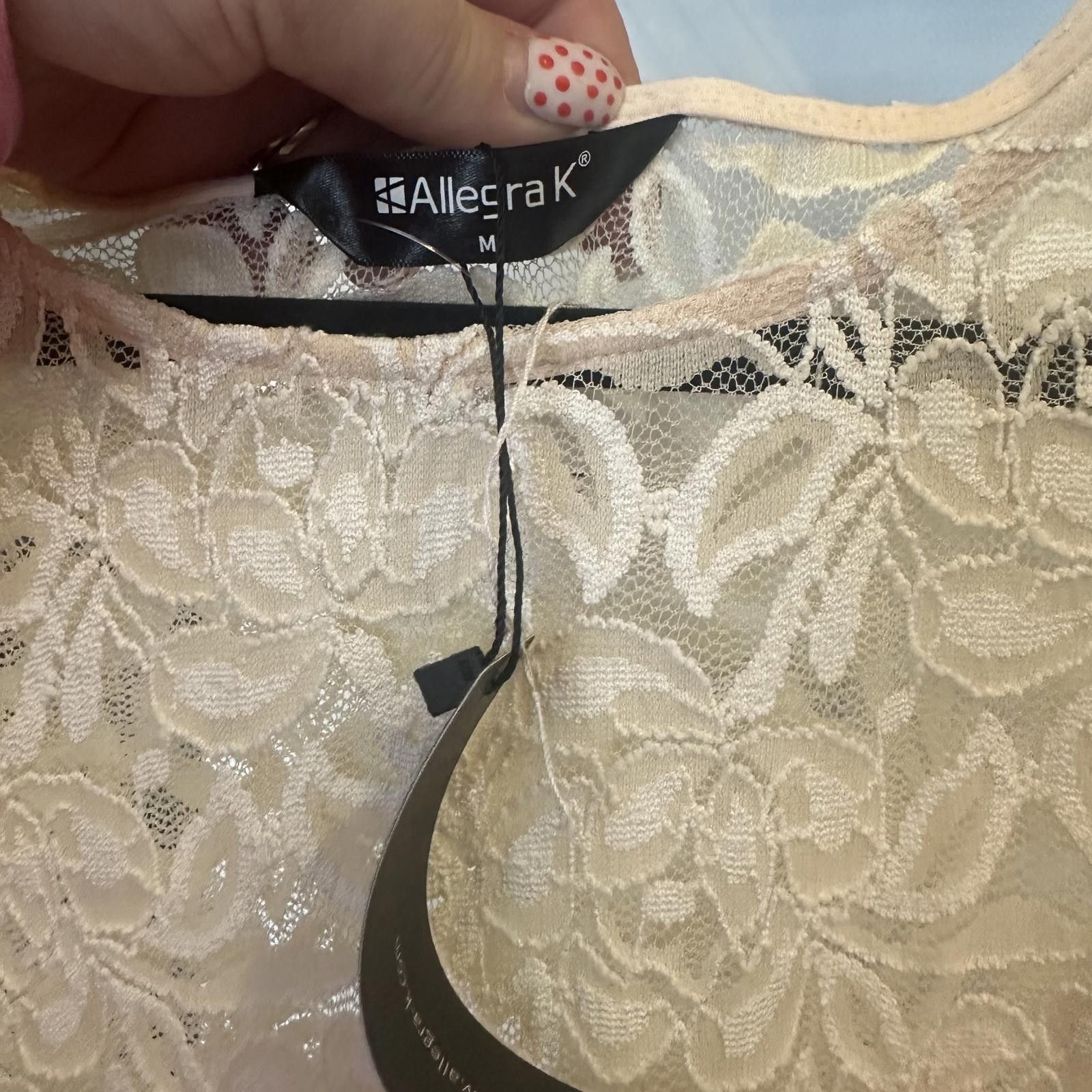 Designer Allegra K Women's Lace Blouse - Lightweight - Size M Size M / US 6-8 / IT 42-44 - 2 Thumbnail
