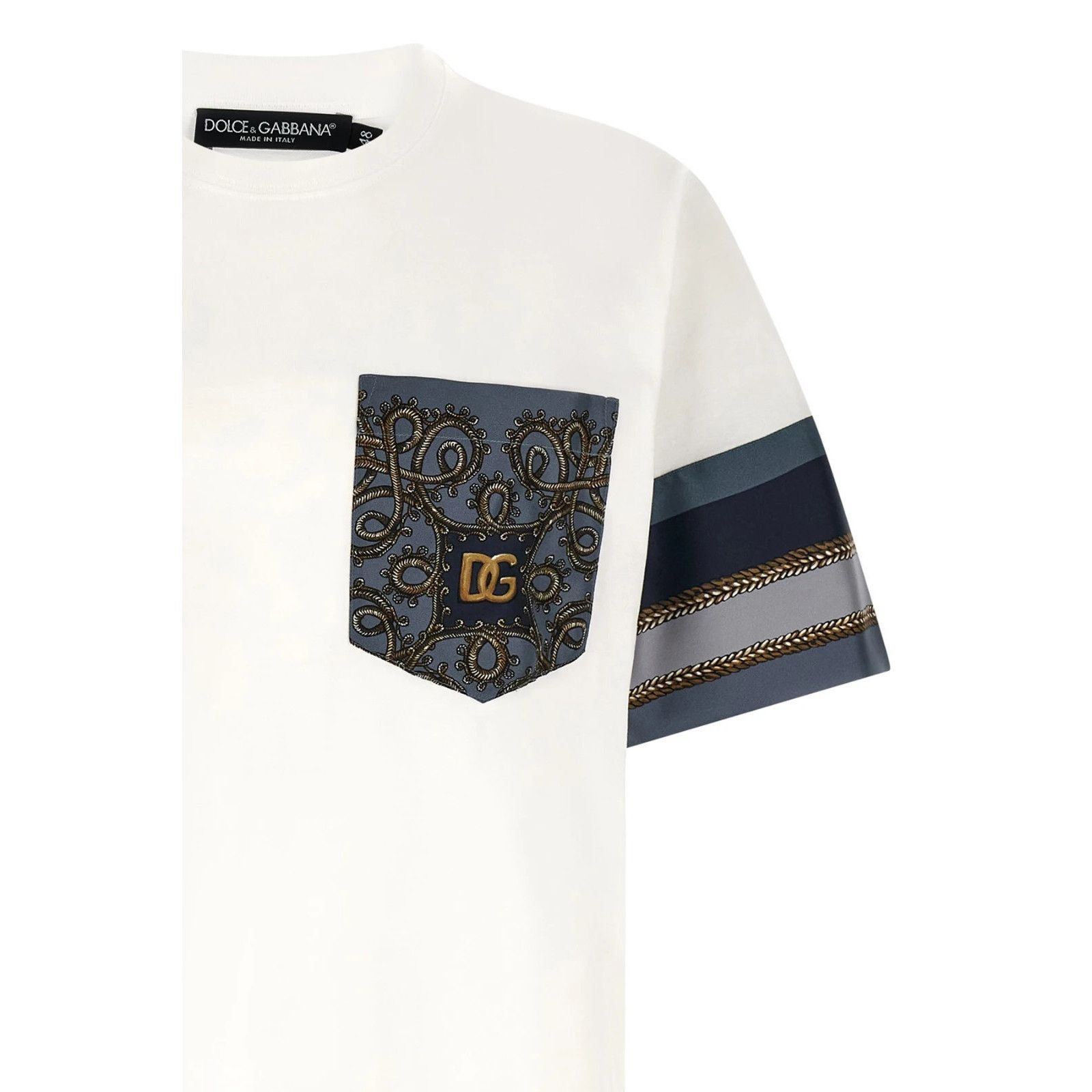 Dolce & Gabbana DOLCE&GABBANA Cargo White Silk Insert TShirt New & Authentic Size US L / EU 52-54 / 3 - 3 Thumbnail