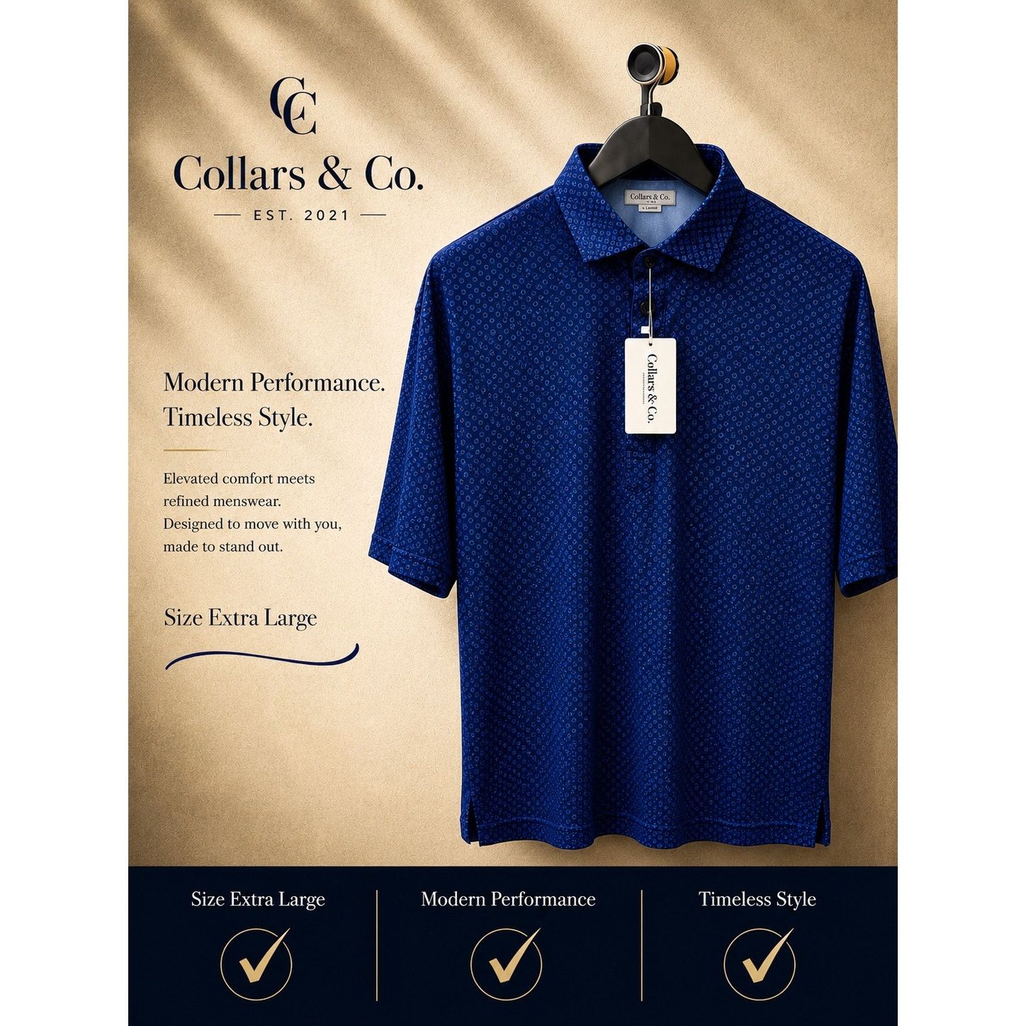 Other Collars & Co Blue Performance Polo XL Stretch Size US XL / EU 56 / 4 - 3 Thumbnail