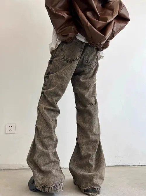 Jean Vintage brown washed distressed micro-flared jeans Size US 34 / EU 50 - 5 Thumbnail