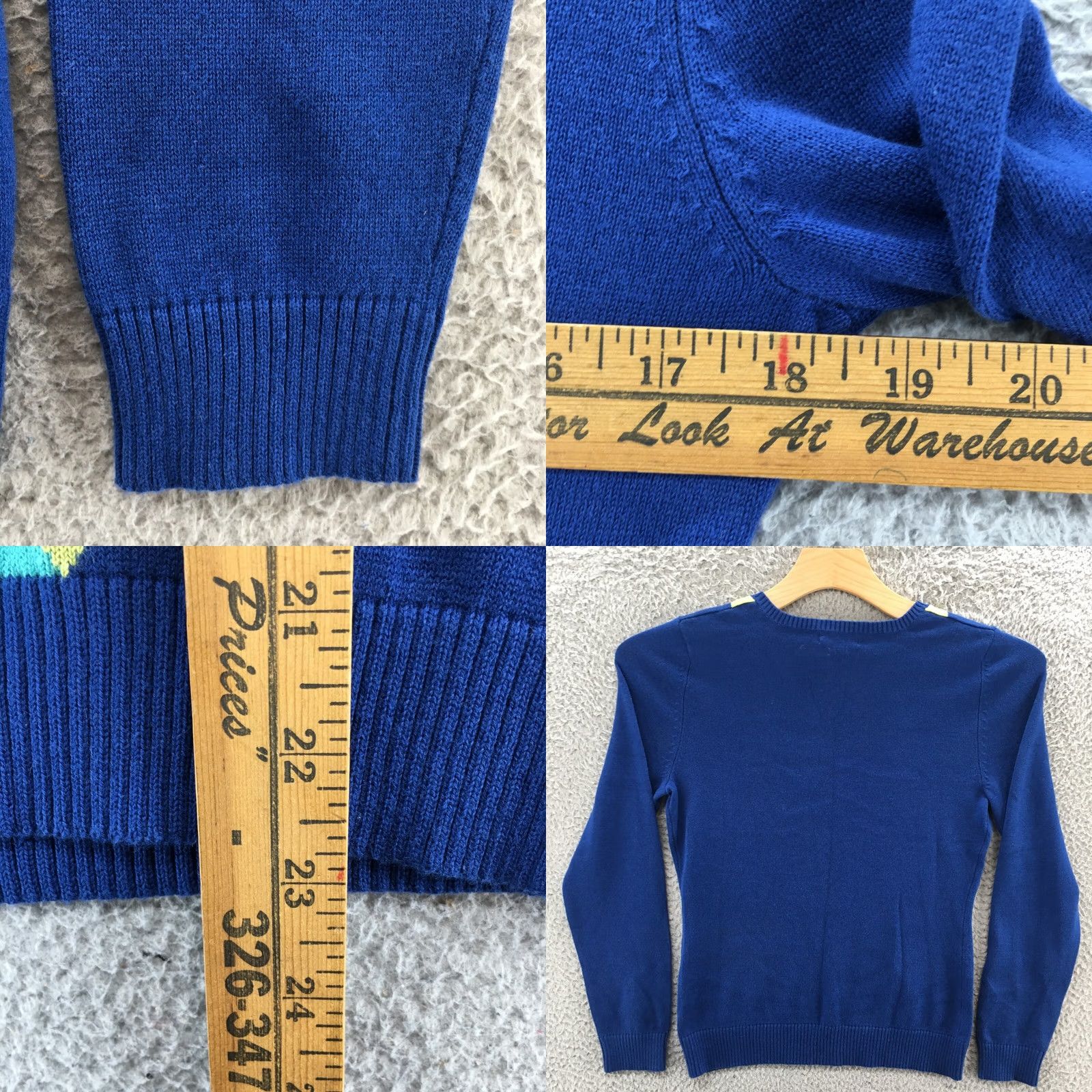 Cherokee Cherokee Pullover Sweater Womens S Blue Plaid VNeck Knit NEW Size S / US 4 / IT 40 - 8 Thumbnail