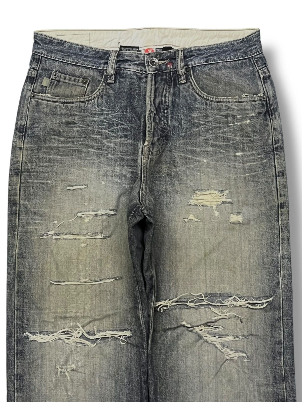 Obey × Shepard Fairey Baggy Vintage The Obey Fiend Club - Faded, Distressed Denim Size US 30 / EU 46 - 4 Thumbnail