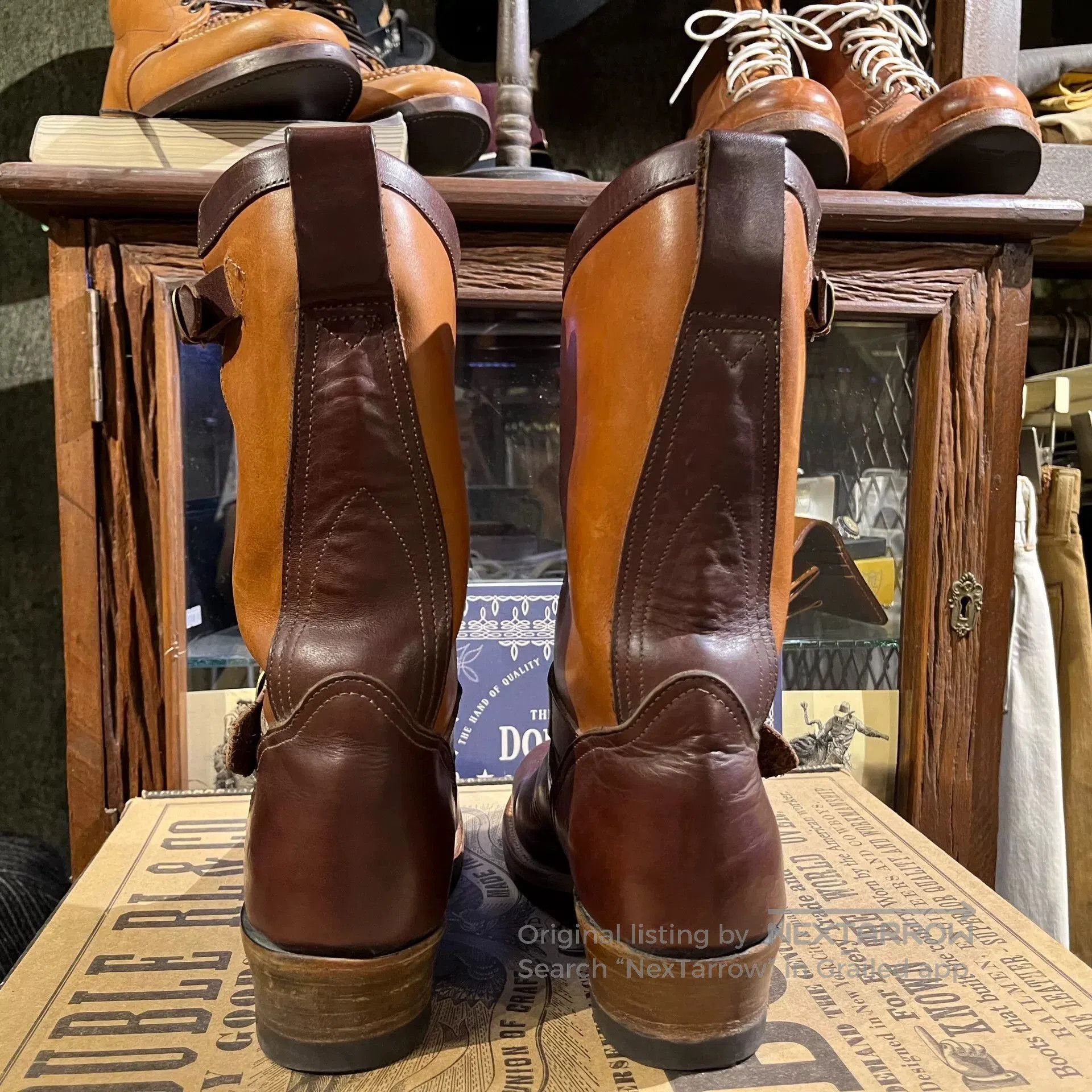 RRL Ralph Lauren rrl engineer boots in leather and tan. Size US 7 / EU 40 - 6 Thumbnail