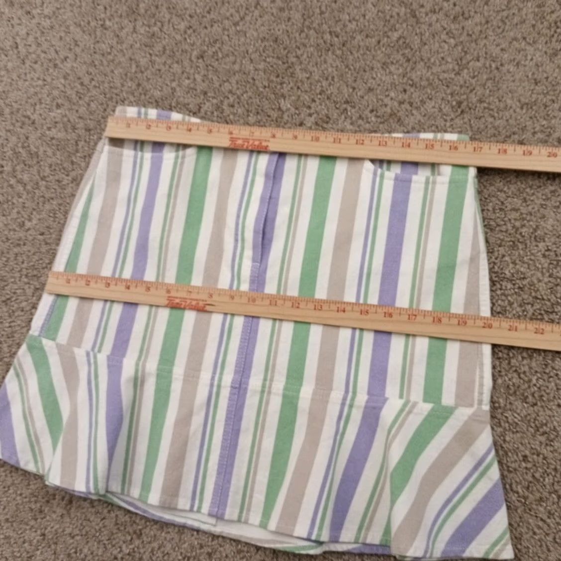 Loft Ann Taylor LOFT Skirt Short Trumpet Pockets Purple Green Striped Size 10 Women Regular Cotton Blend N/A Size 32" / US 10 / IT 46 - 2 Thumbnail