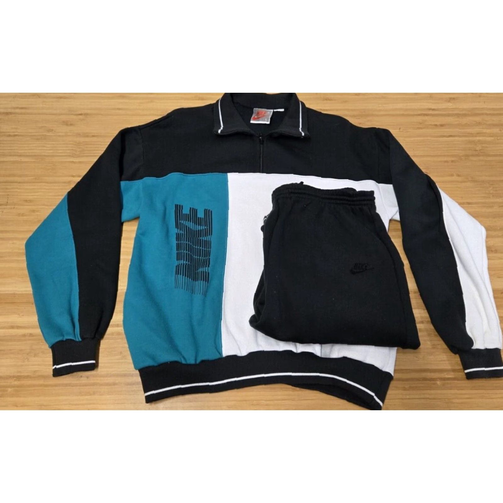 Nike VINTAGE Nike Tracksuit Sweatsuit 2 Piece Men L Gray Athletic 80s 90s Sports Jacket Pants Mens Size 42R - 2 Thumbnail