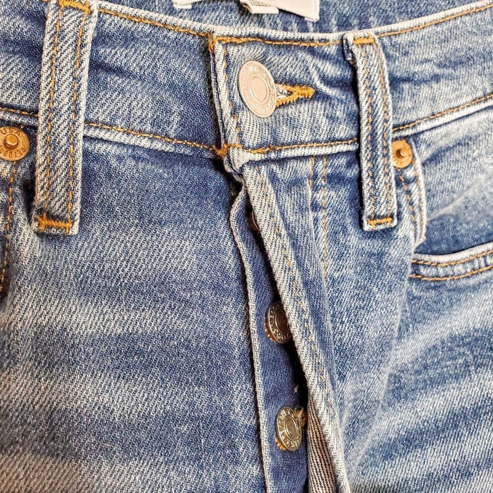 RE/DONE Re/Done 70s High Rise Stove Pipe Distressed Jeans Size 25 Size 25" / US 0 / IT 36 - 4 Thumbnail