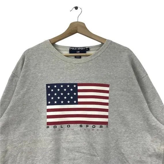 Polo Ralph Lauren Vtg 90’ POLO SPORT USA Flag Ralph Lauren Sweatshirt Pullover Size US M / EU 48-50 / 2 - 3 Thumbnail