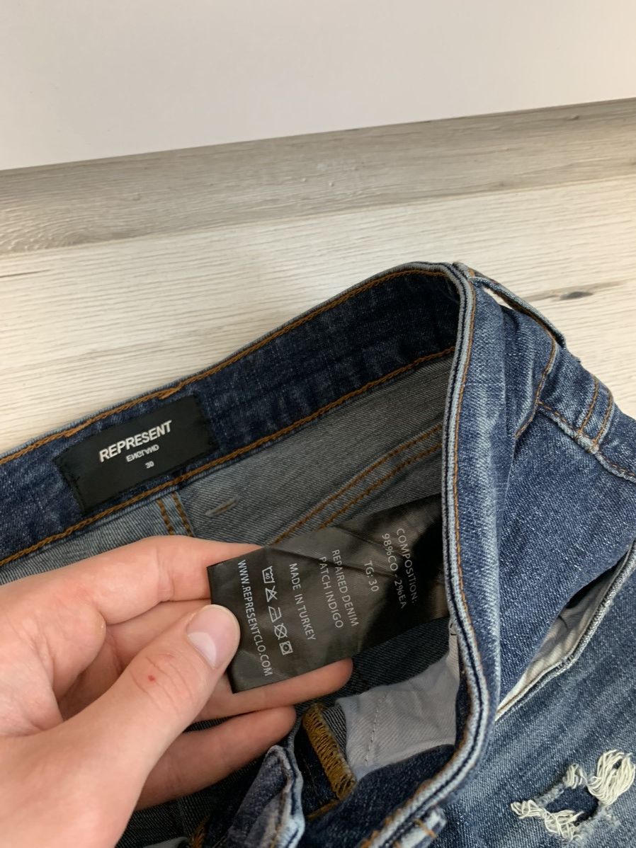 Japanese Brand × Represent Clo. Represent Co. Blue Washed Biker Denim Slim Fit Jeans Y2K Size US 30 / EU 46 - 9 Thumbnail
