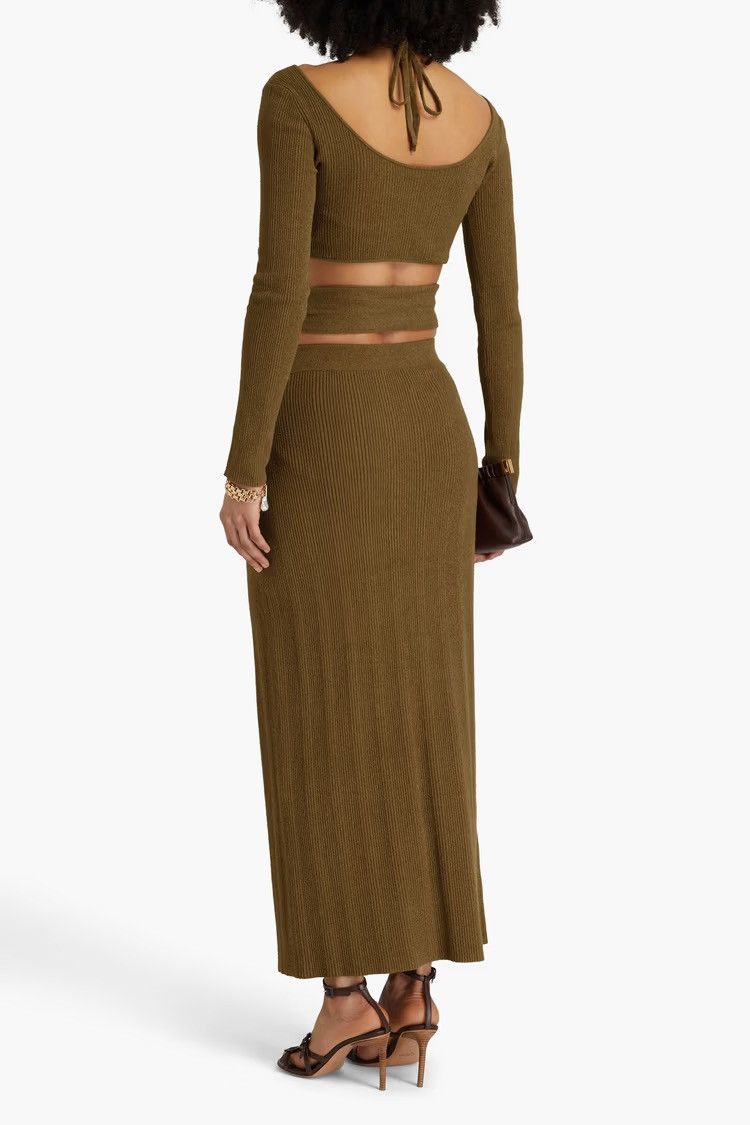 Nanushka NANUSHKA Amra cropped ribbed cotton-blend top Army Green Size M / US 6-8 / IT 42-44 - 3 Thumbnail