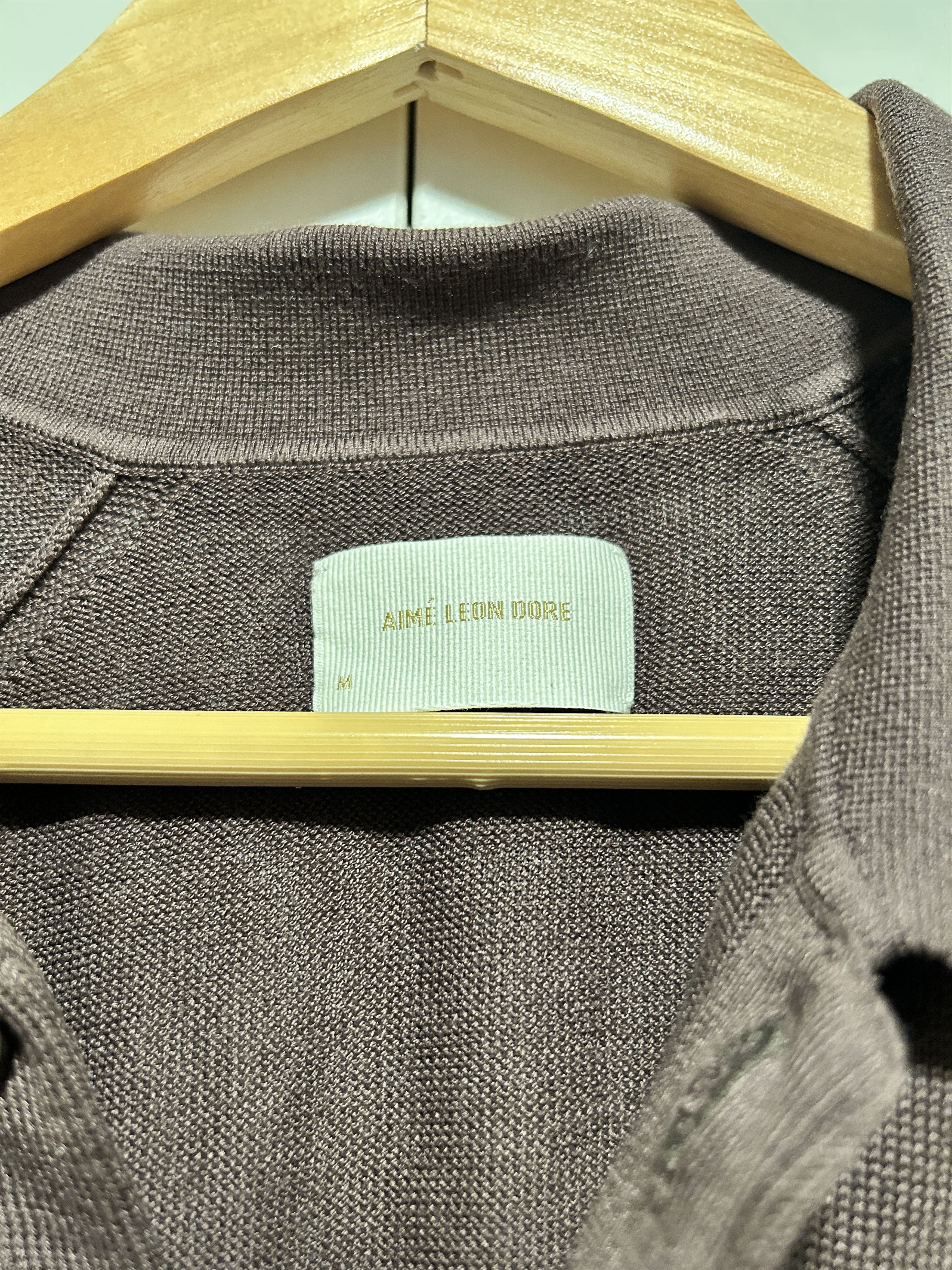 Aime Leon Dore Aime leon dore silk pointelle polo cardigan 'Hot Fudge' Size US M / EU 48-50 / 2 - 2 Thumbnail