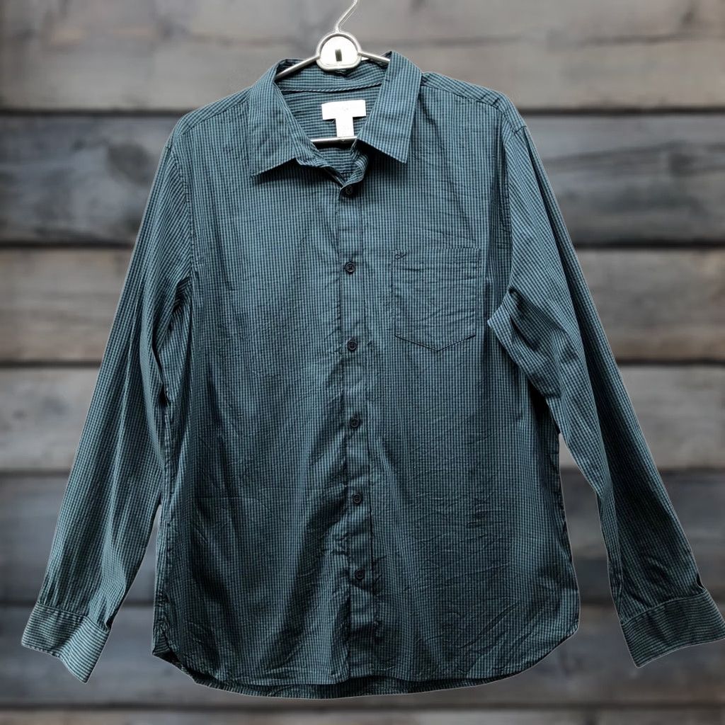 Calvin Klein Calvin Klein Button-Up Shirt Mens L Teal Gingham Plaid Green Black Long Sleeve Collared Pocketed Casual Workwear Shirts Pattern Check Size US L / EU 52-54 / 3 - 1 Thumbnail