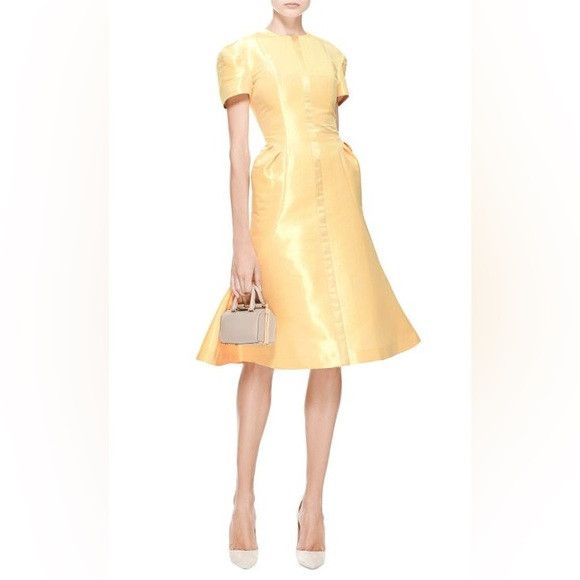 Thom Browne THOM BROWNE gold panelled short puff sleeve fitted midi dres Size S / US 4 / IT 40 - 3 Thumbnail