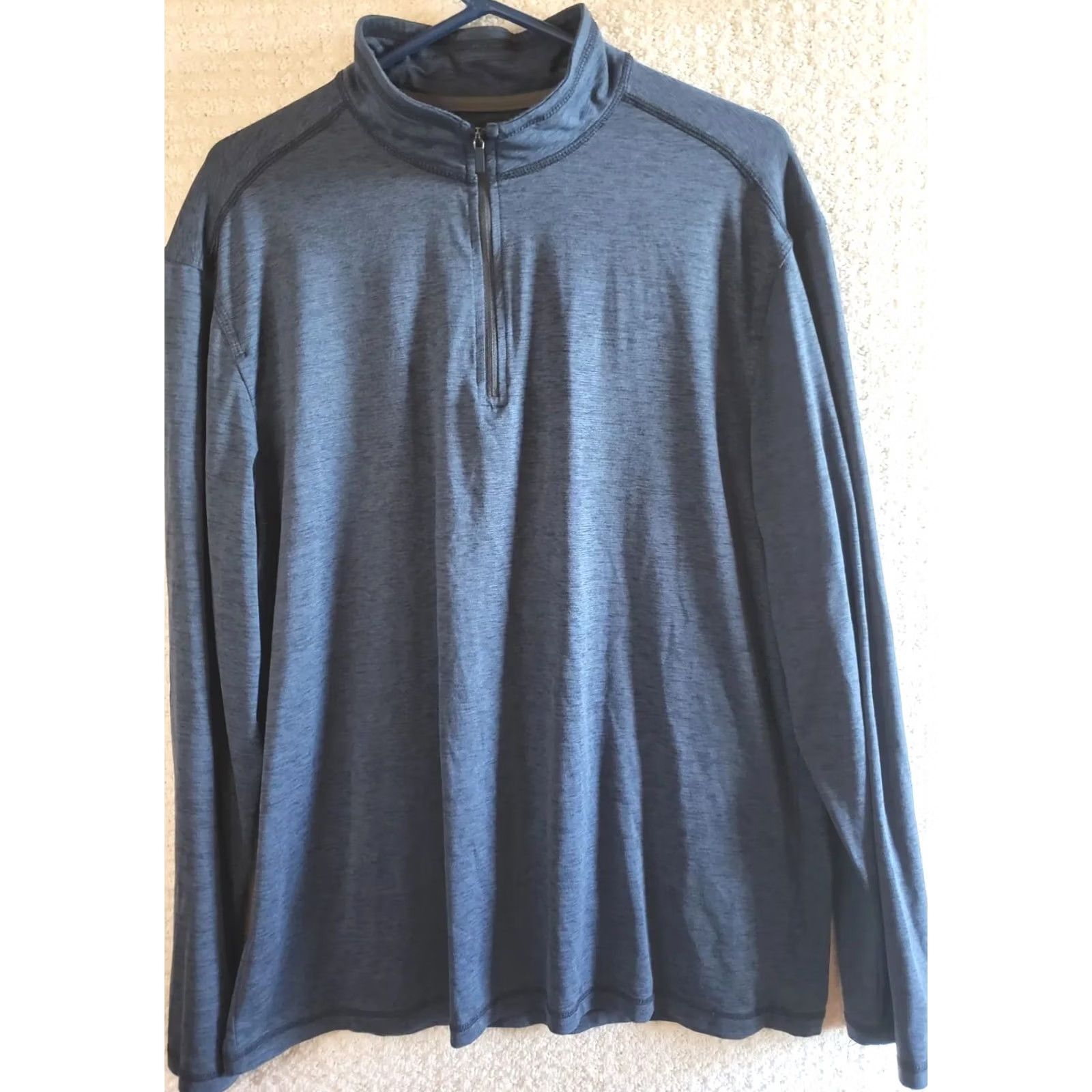 Vintage G.H. Bass & Co Men's L Blue Polyester Blend Warmup Jacket 1/4 Zip Pullover Size US L / EU 52-54 / 3 - 2 Thumbnail