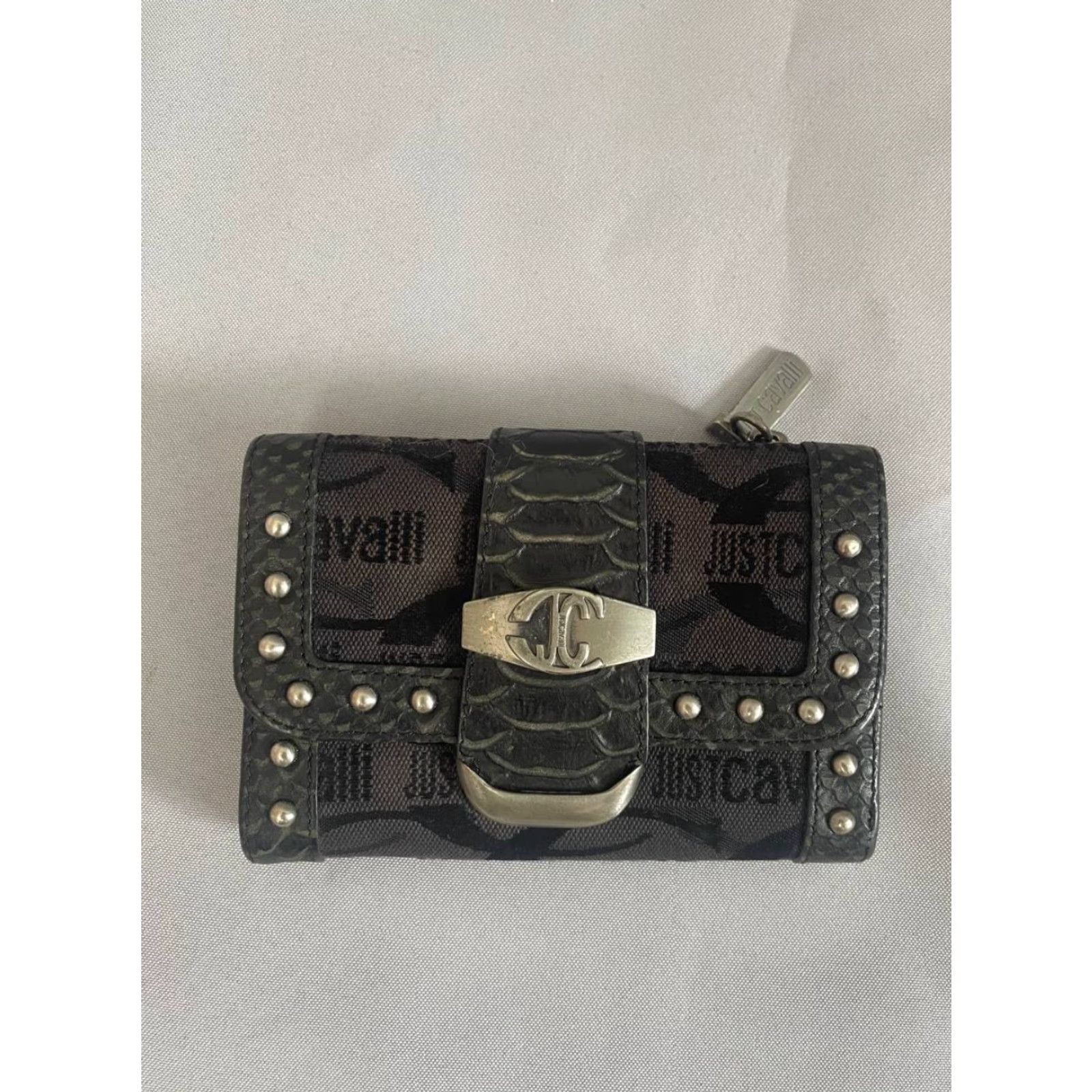 Just Cavalli Just Cavalli Wallet Gray Cotton Zipper Card Holder Womens One Size Credit Card Size ONE SIZE - 2 Thumbnail