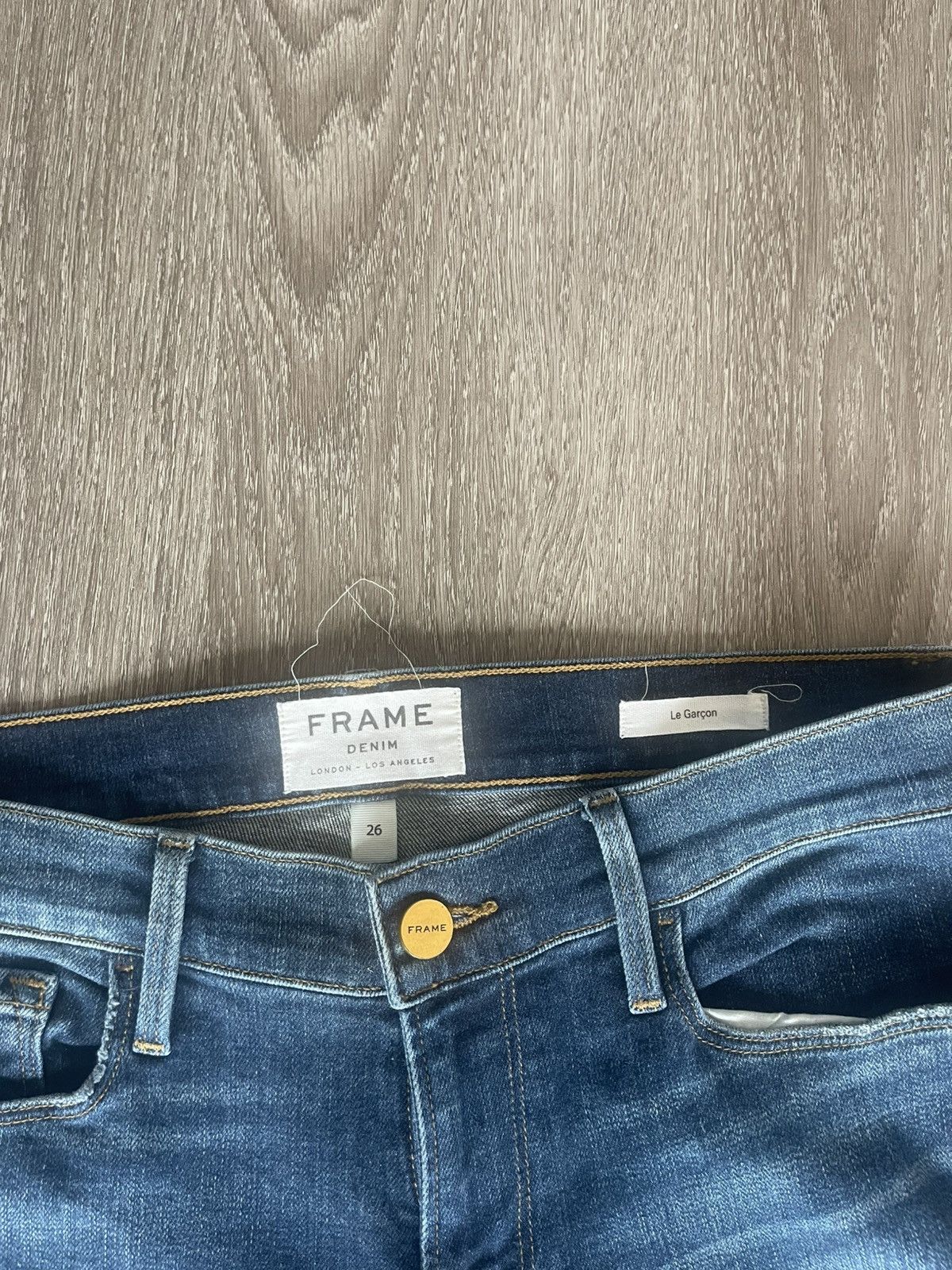 Frame Frame Le Garcon Size 26 Dark Wash Distressed Skinny Jeans Size 26" / US 2 / IT 38 - 2 Thumbnail