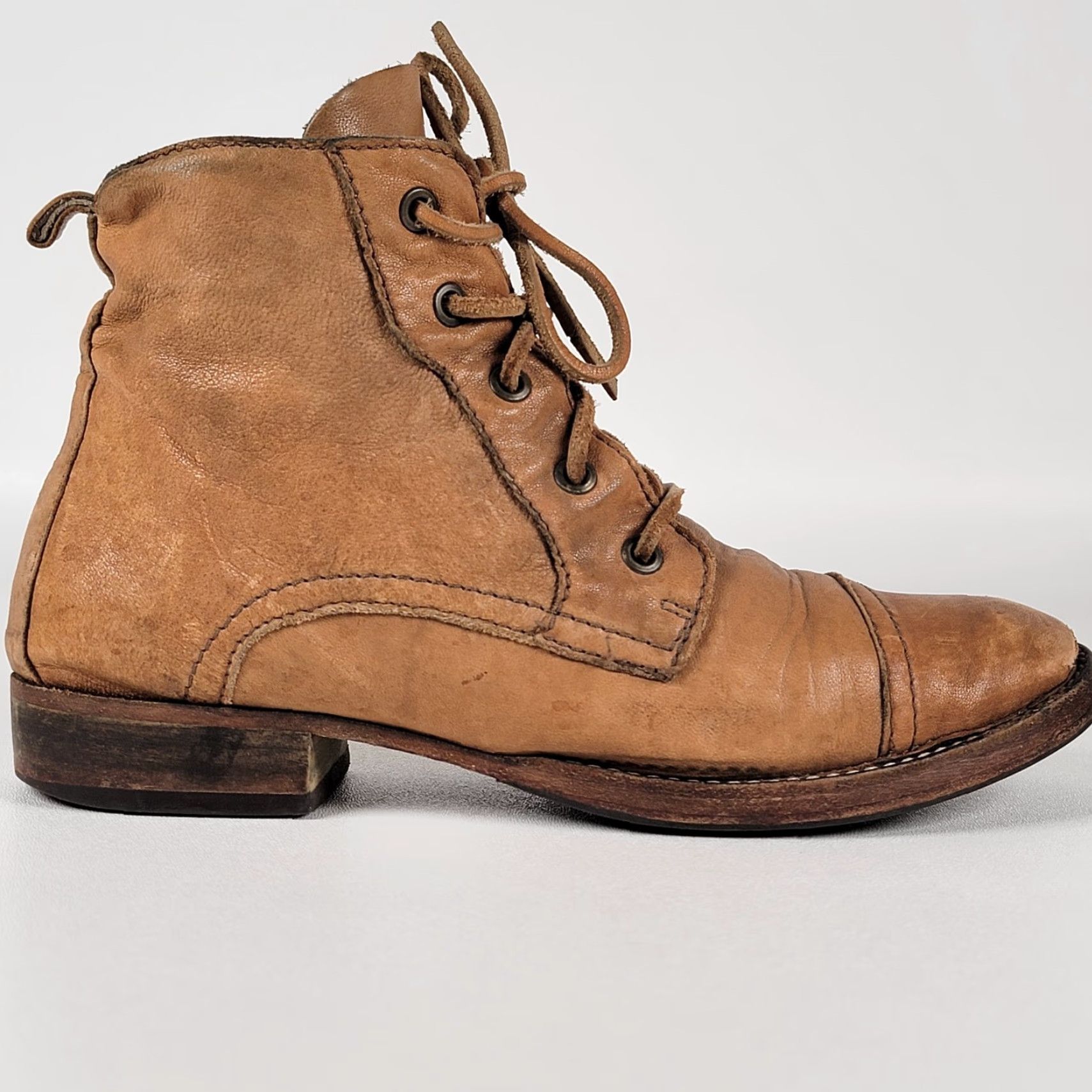 Vintage Bed-Stü Captoe Ankle Boots Mens 38 Brown Tan Leather Leather Cap Toe Boots Mens Shoes Size US 6 / EU 39 - 4 Thumbnail