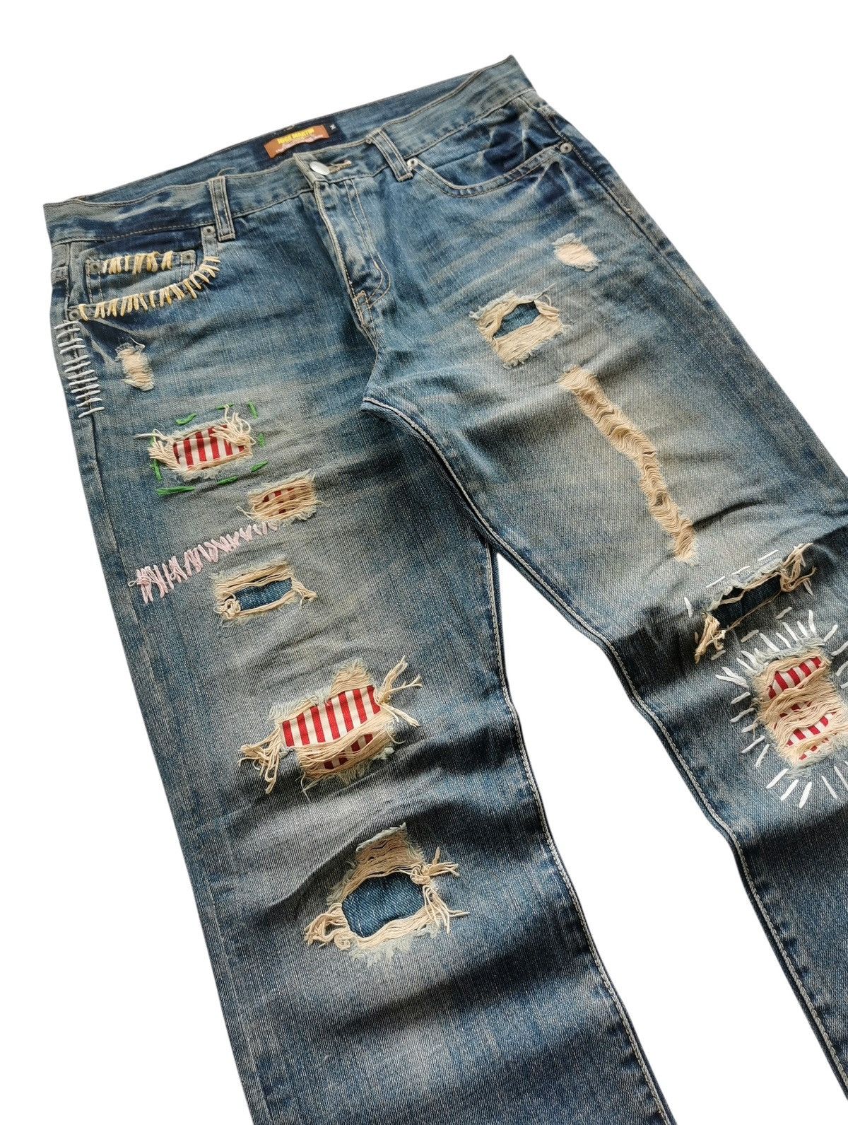 Japanese Brand JOGE MARTIN Hand Repaired Distressed Denim Jean Vibe Kapital Size US 32 / EU 48 - 7 Thumbnail