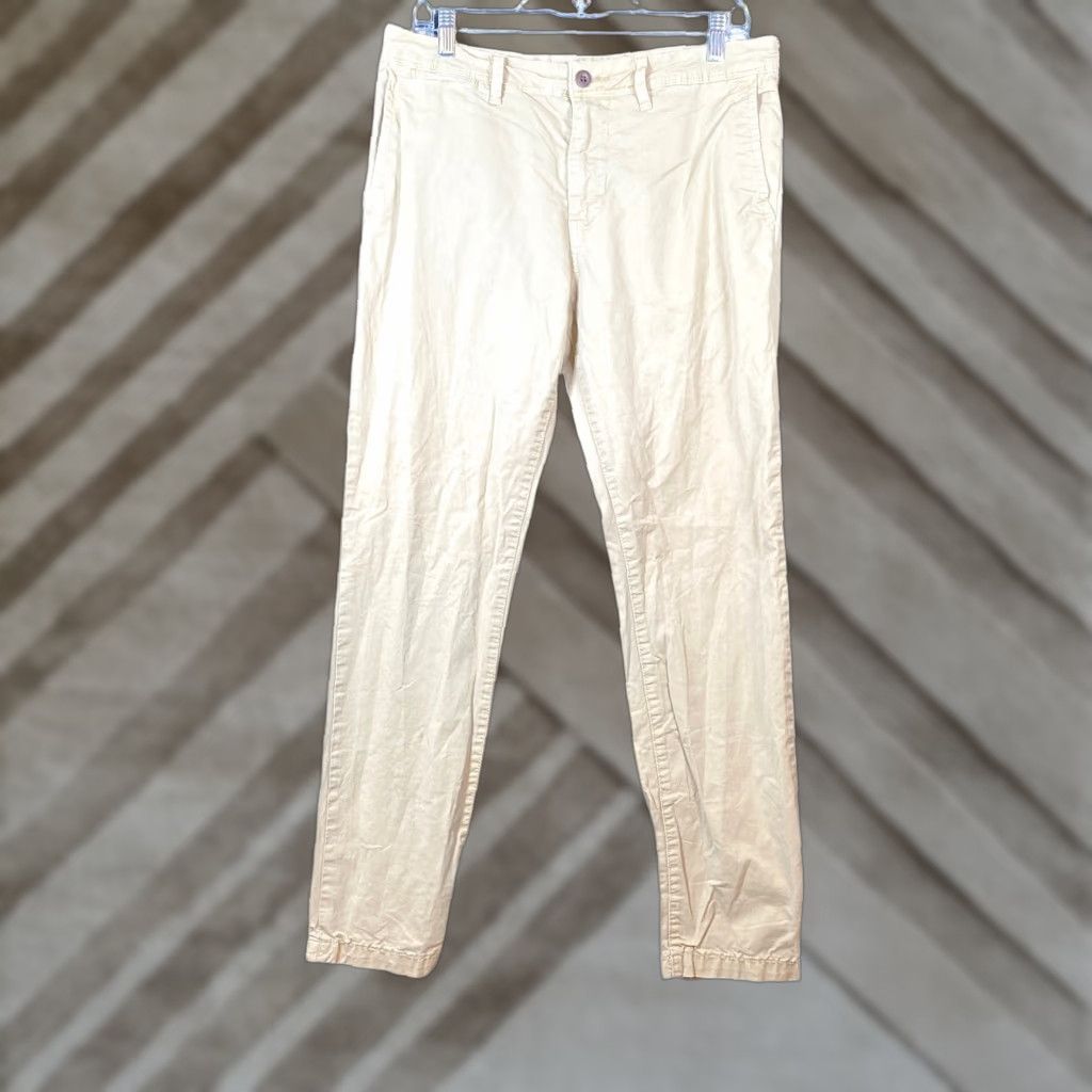 Rag & Bone American Eagle Khakis Mens Cotton Straight Leg Casual Workwear 32x32 Tan Solid Retro 90s Dadcore Mens Size US 33 - 1 Thumbnail