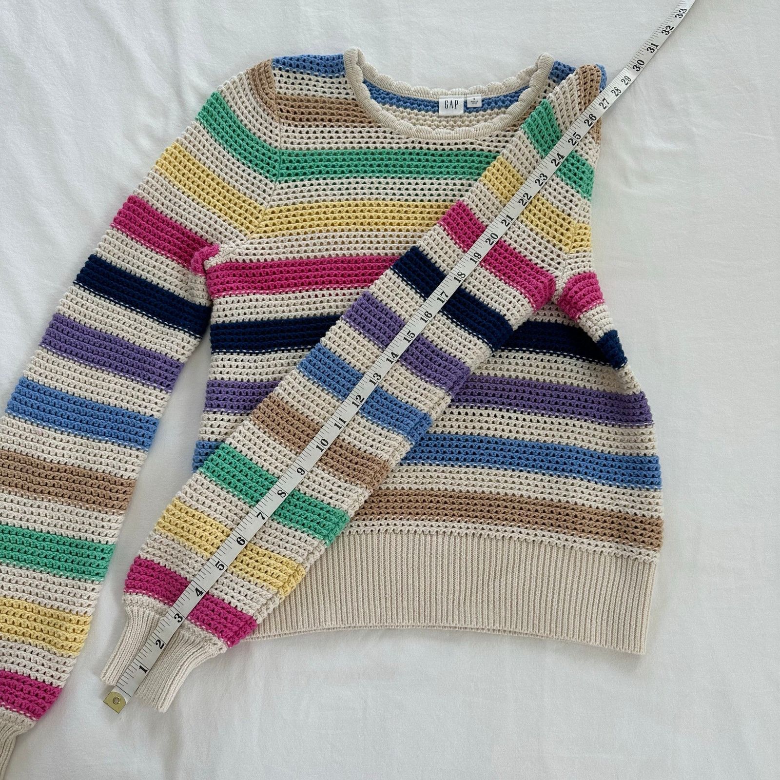Gap GAP Rainbow Stripe Crochet Crewneck Sweater Size S Size S / US 4 / IT 40 - 7 Thumbnail