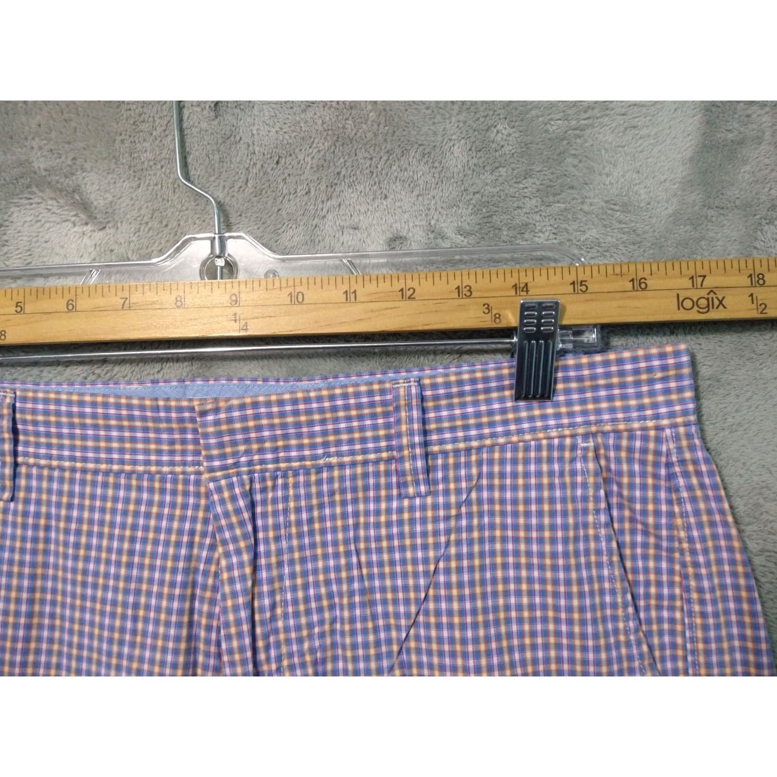 J.Crew J.CREW Shorts Mens 33 x 10 Blue Plaid Rivington Chino Cotton Flat Front Preppy Casual Vintage No Size US 33 - 3 Thumbnail