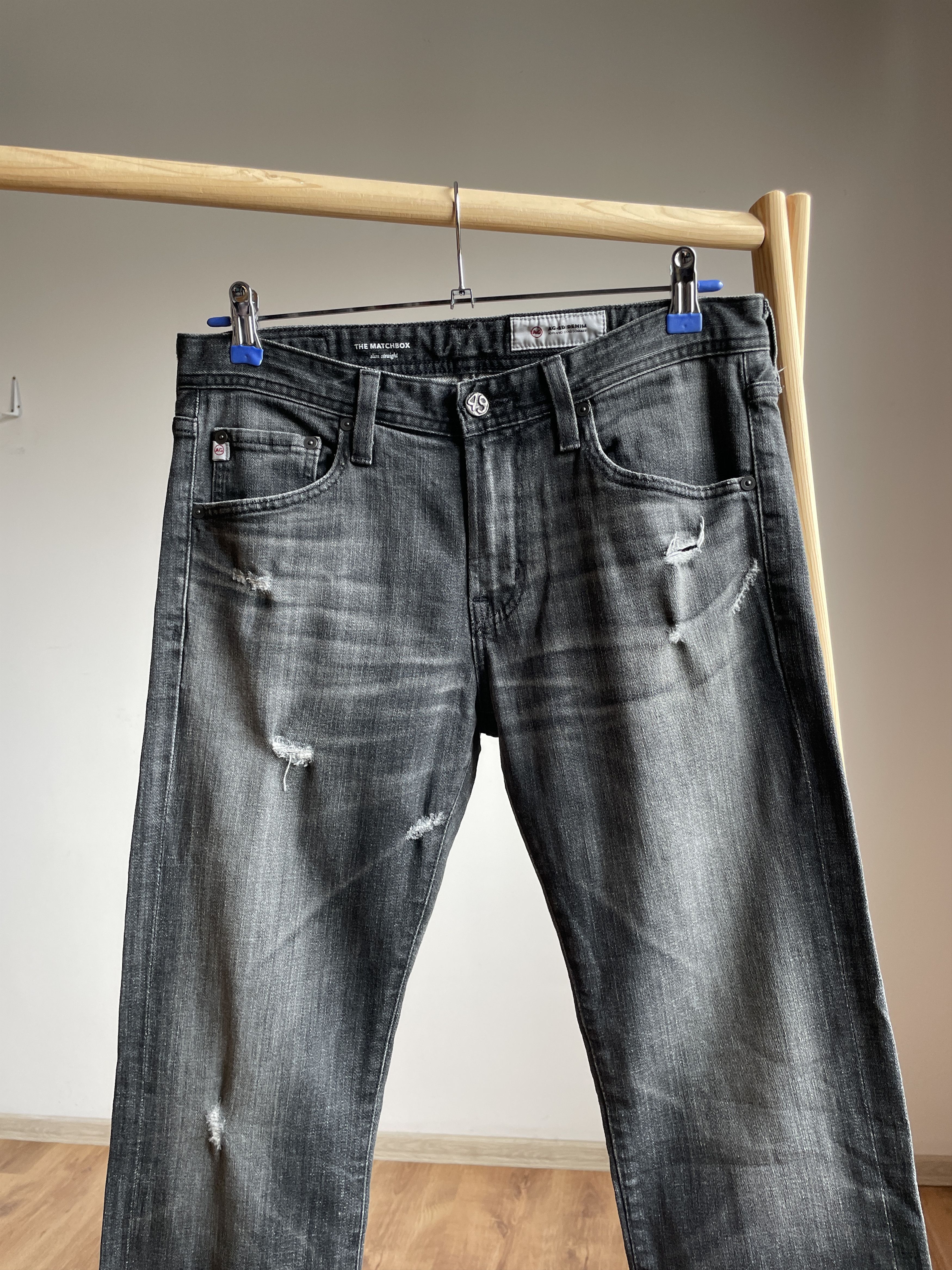 AG Adriano Goldschmied Adriano Goldschmied Matchbox Slim Staight Distressed Denim Size US 31 - 3 Thumbnail