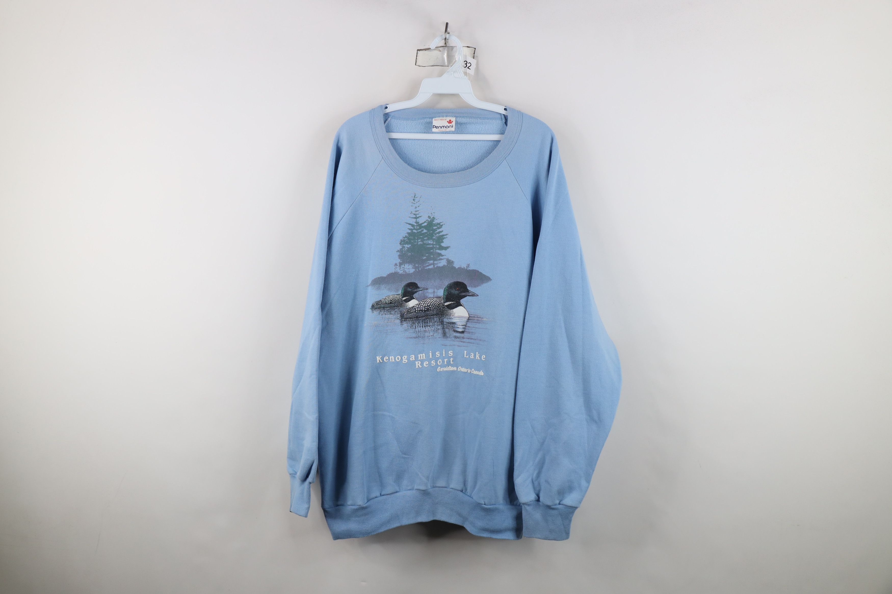 Vintage Vintage 90s Kenogamisis Resort Canada Duck Sweatshirt Blue Size US XXL / EU 58 / 5 - 1 Thumbnail