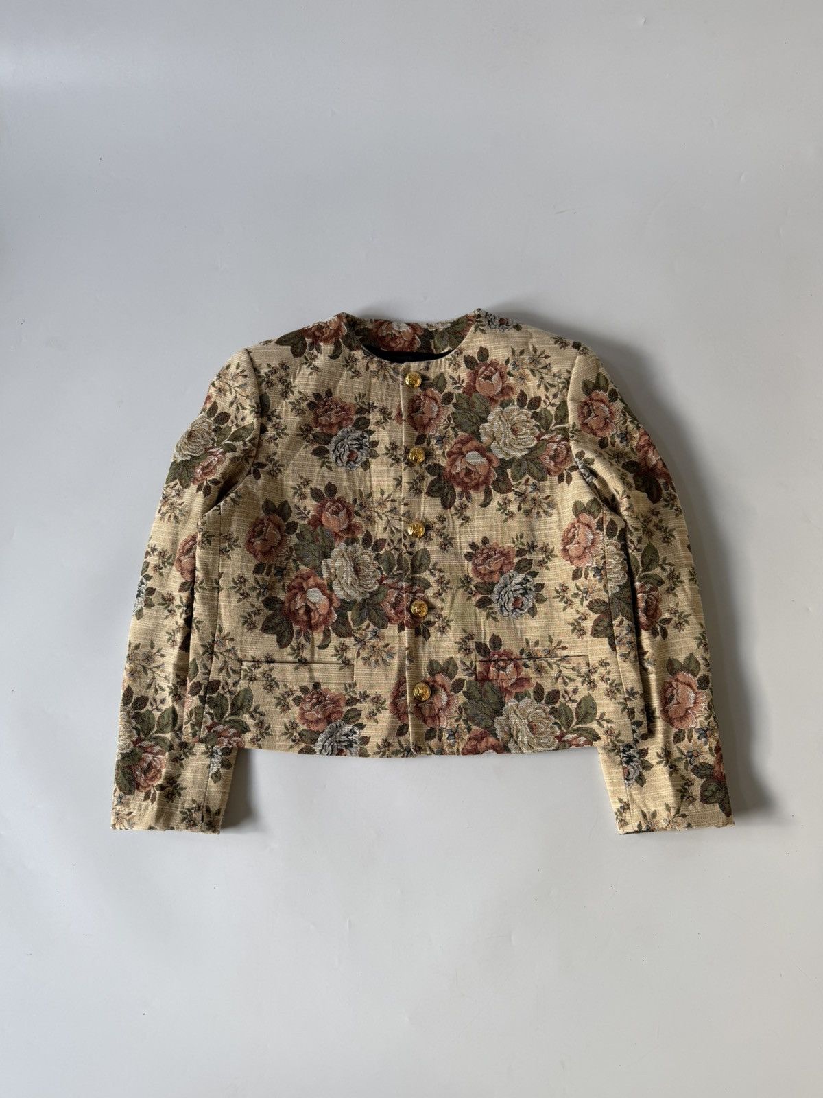 Celine Pre-Spring 2020 Beige Floral Print Evening Jacket