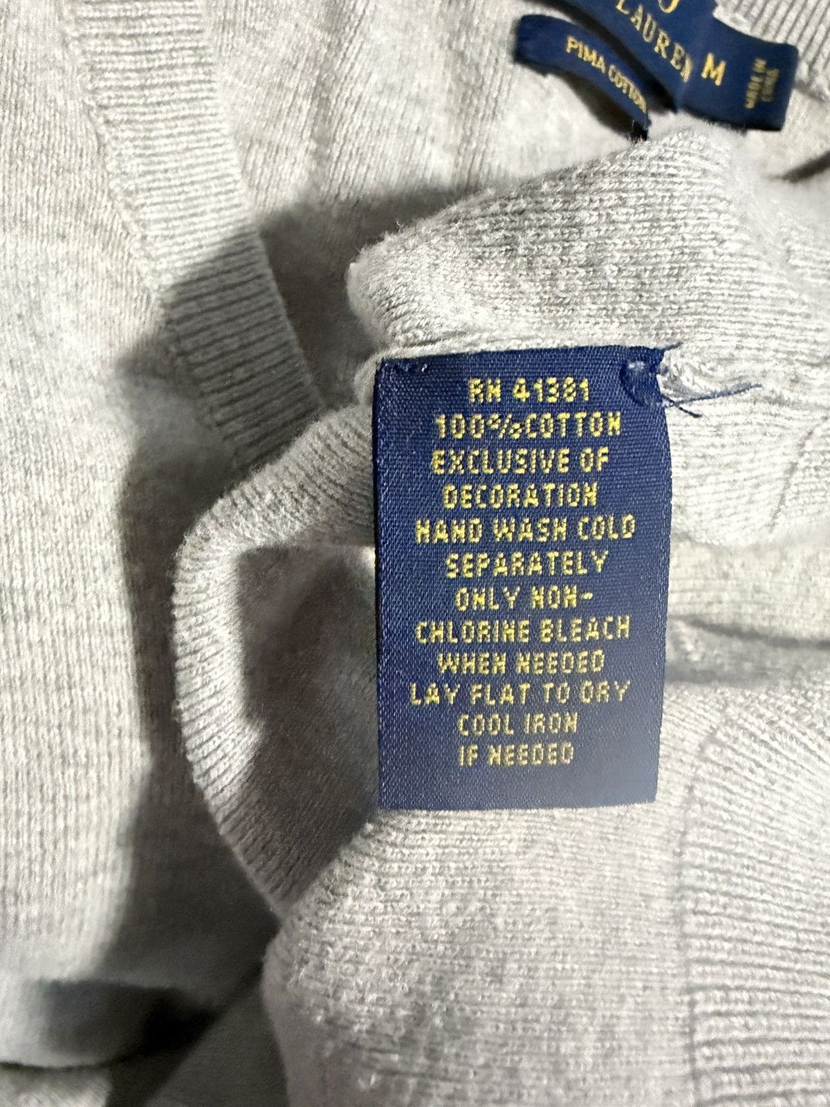 Polo Ralph Lauren Polo Ralph Lauren Pima Cotton V Neck Grey Sweater Medium Size US M / EU 48-50 / 2 - 8 Thumbnail
