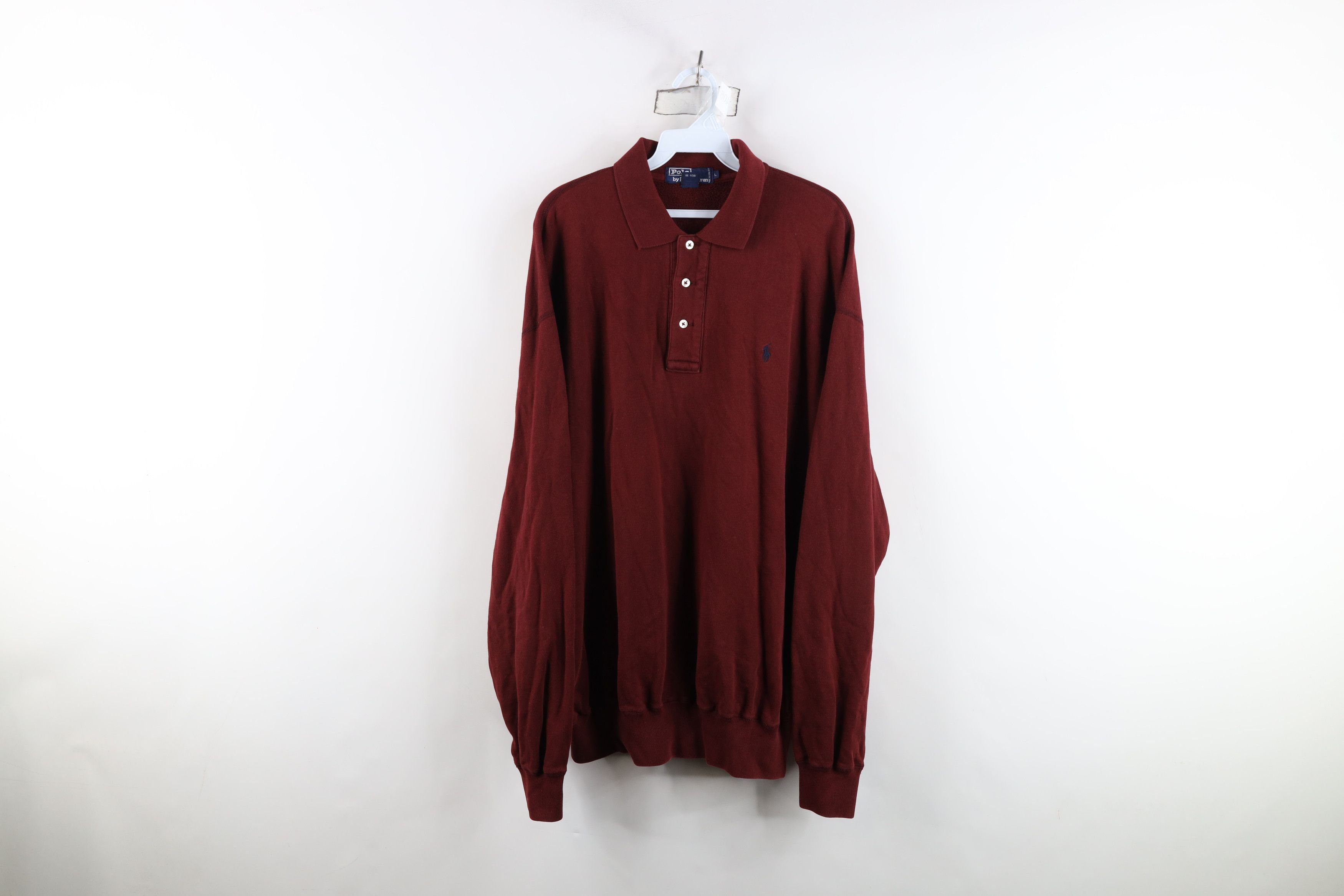 Polo Ralph Lauren Vintage 90s Ralph Lauren Collared Pullover Sweatshirt Red Size US L / EU 52-54 / 3 - 1 Thumbnail