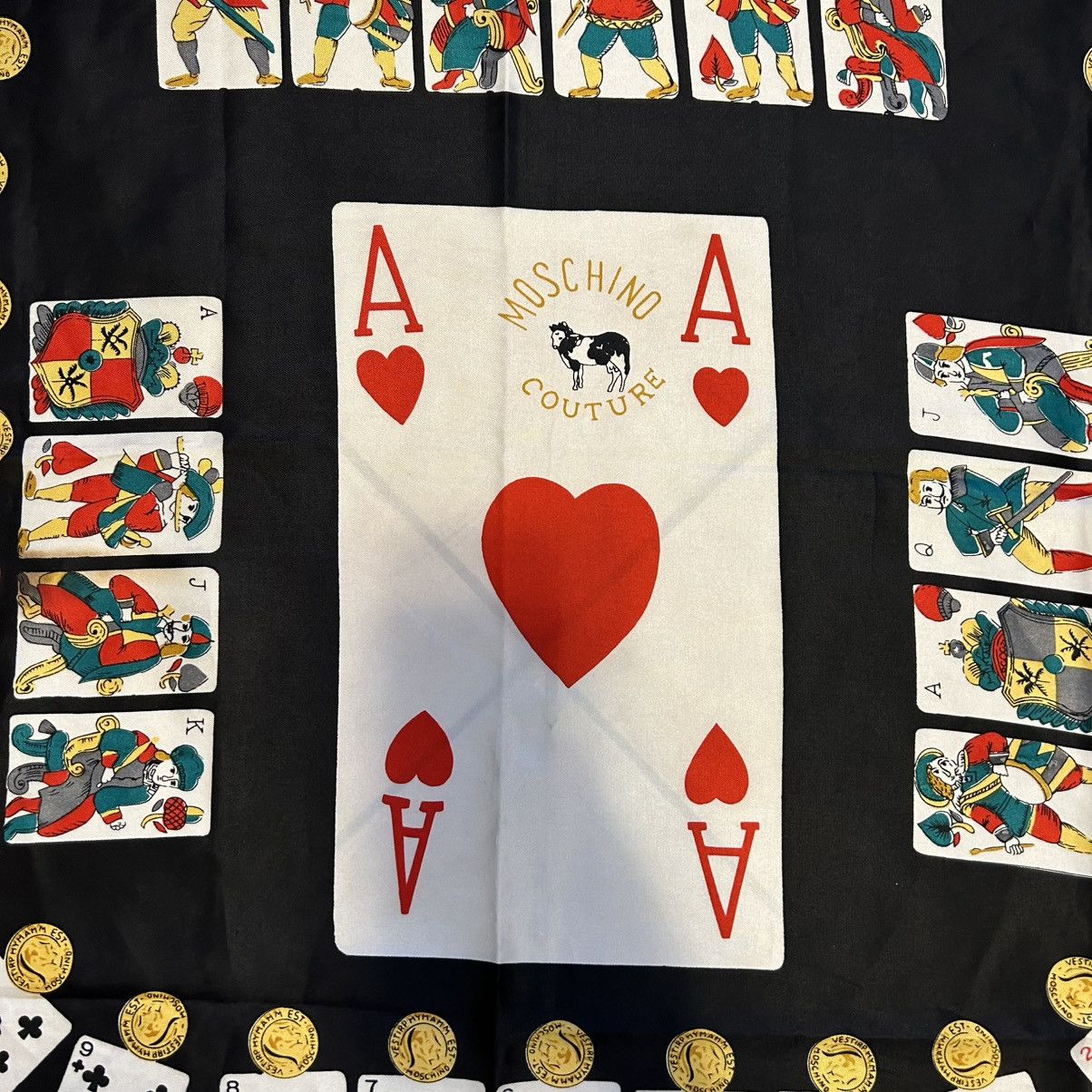 Moschino × Vintage 90s Moschino silk scarf "Ace of Hearts" poker Size ONE SIZE - 2 Thumbnail