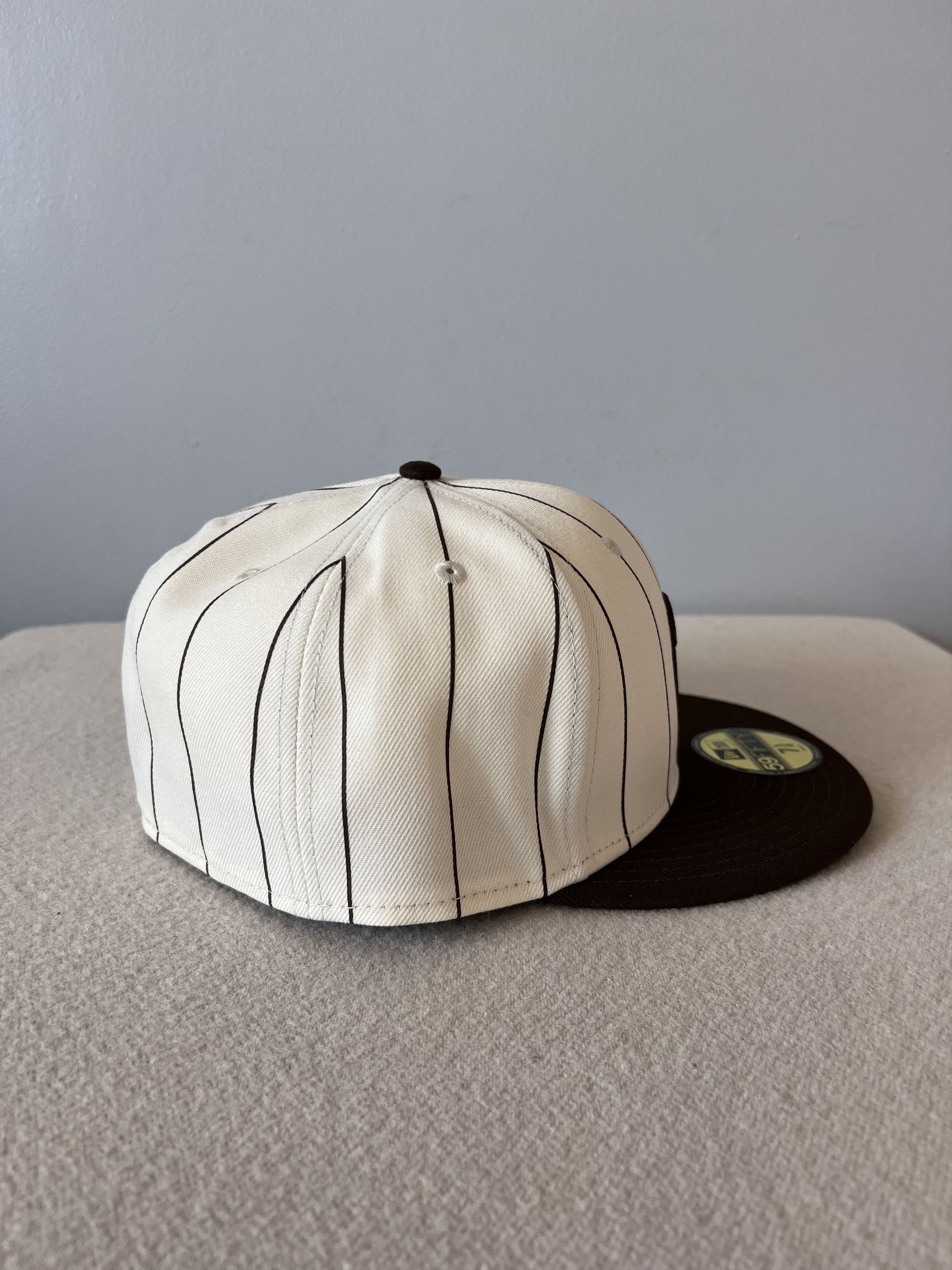 7 5/8 Golf le Fleur New Era Striped F* Fitted Hat in Brown