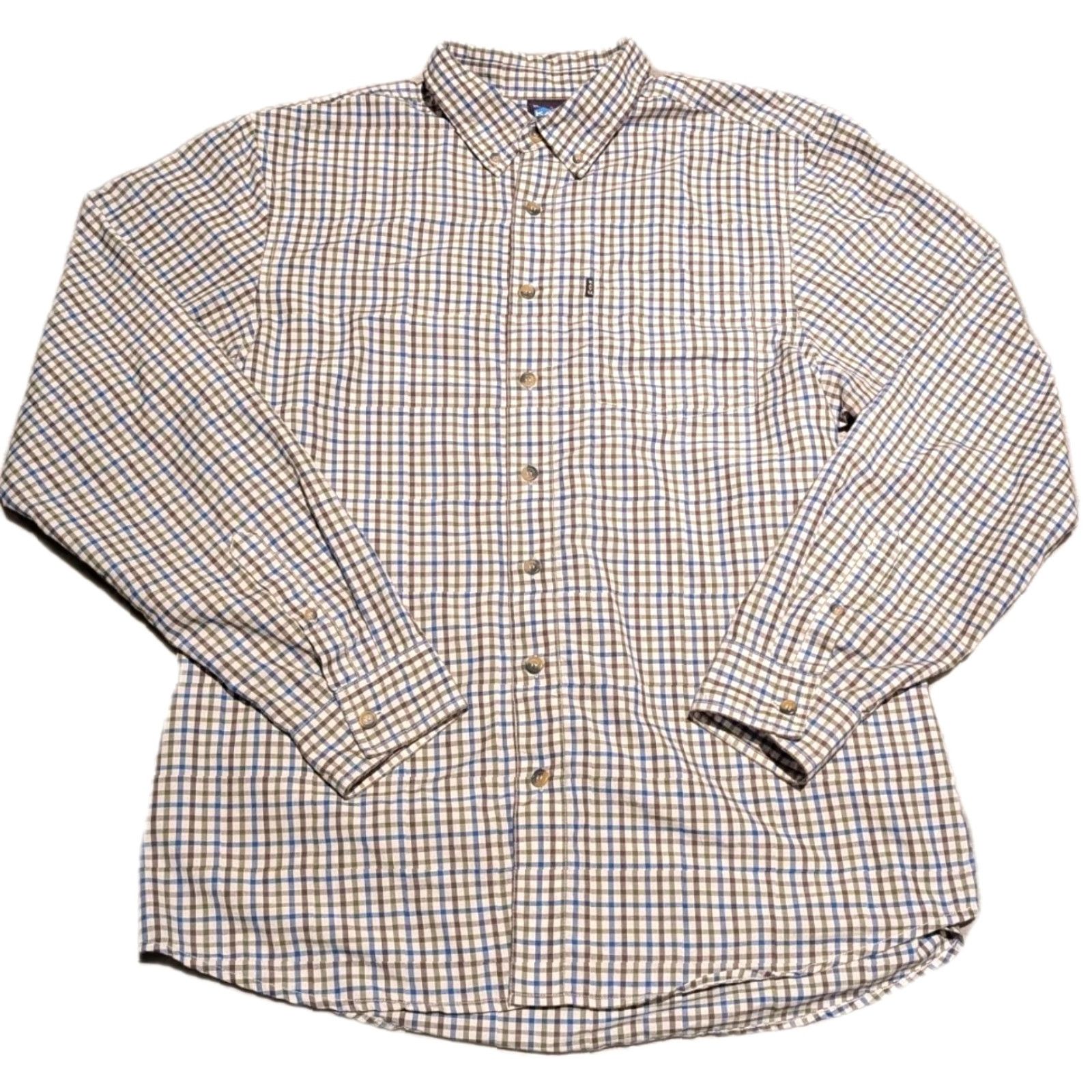 KAVU KAVU Plaid Long Sleeve Button Up Shirt Mens XL Blue Brown Knit Polyester Regular Fit Vintage? No (but avoid "Vintage" since No) Size US XL / EU 56 / 4 - 2 Thumbnail